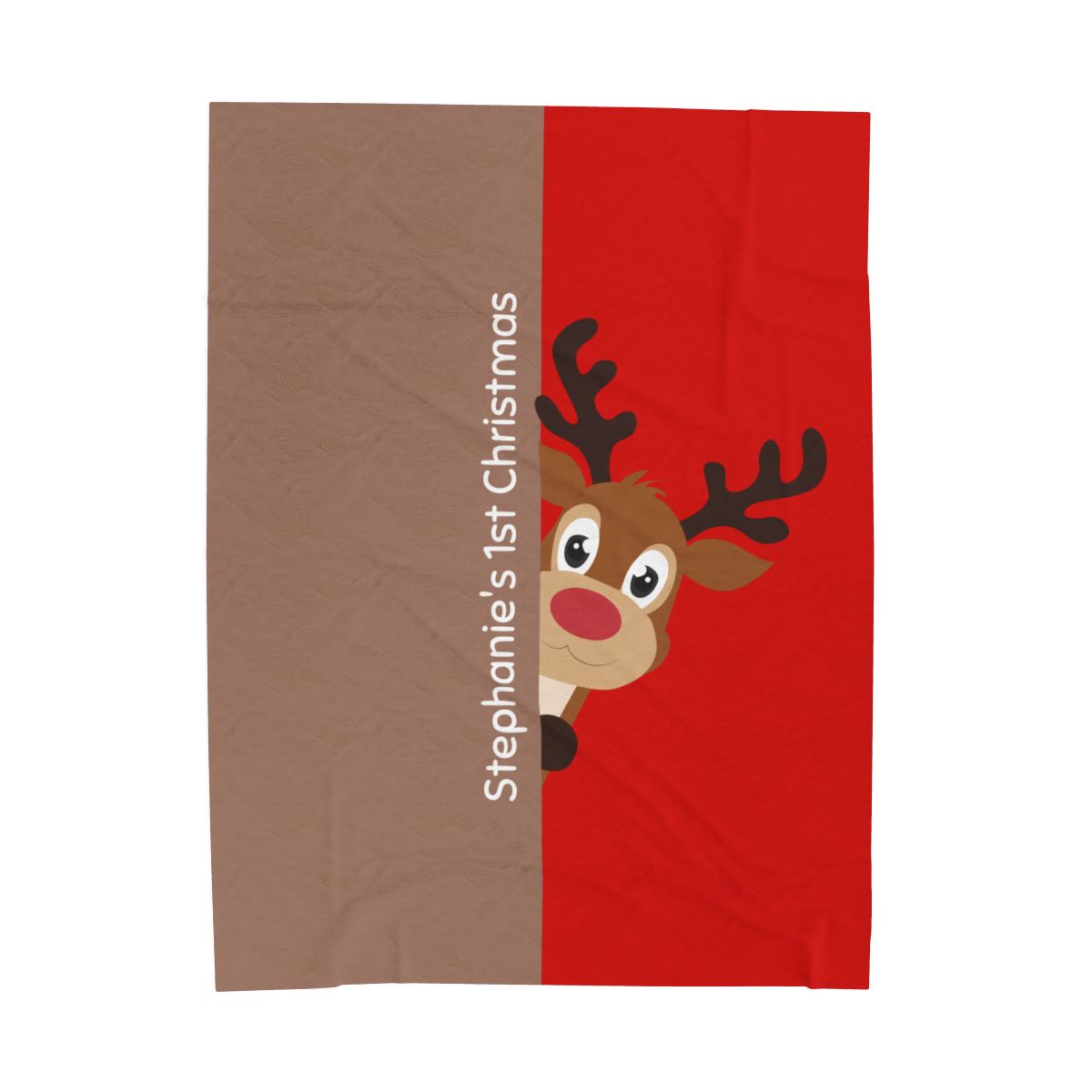 Custom Velveteen Plush Blanket - Earthy Brown-Vivid Red