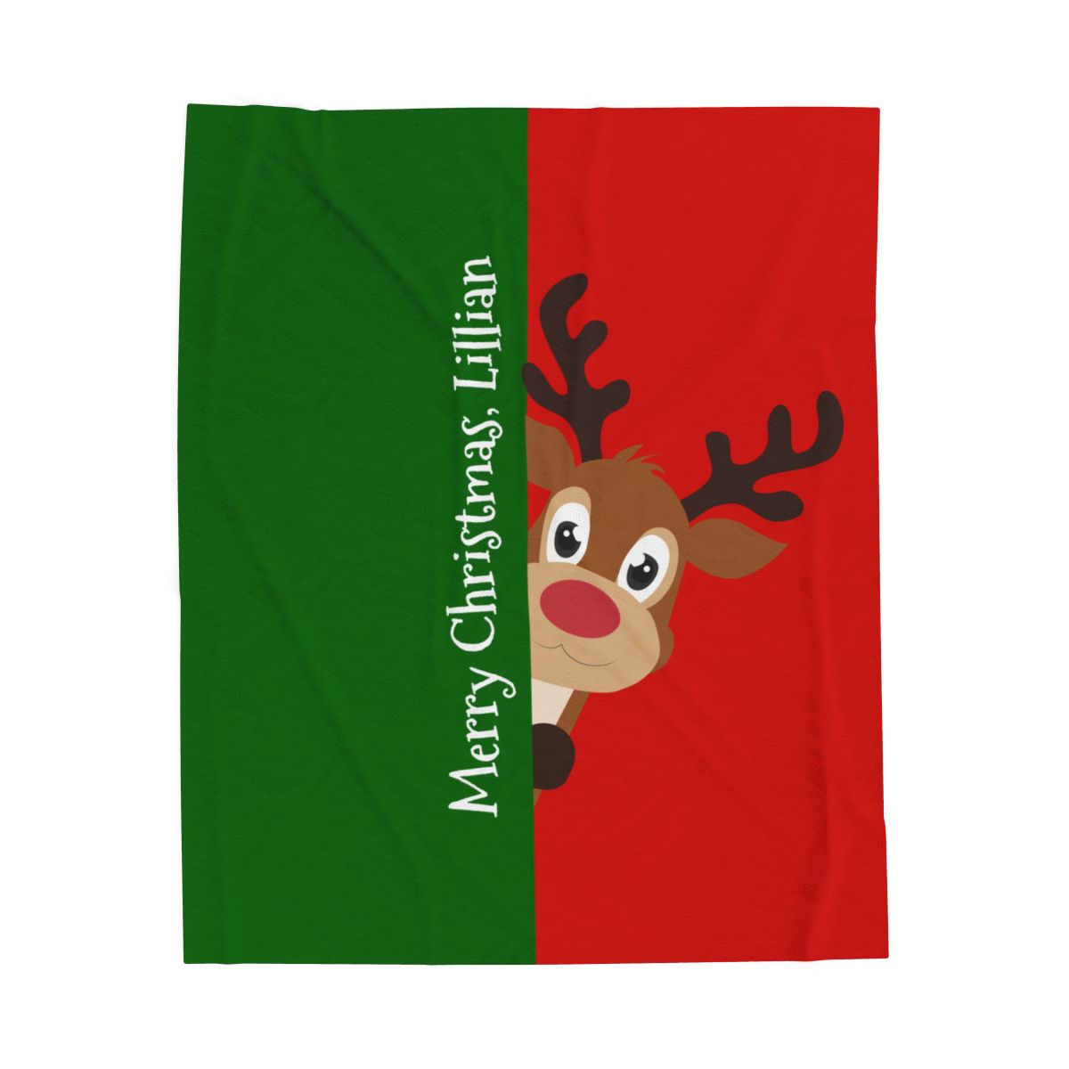 Custom Velveteen Plush Blanket - Christmas Green-Vivid Red