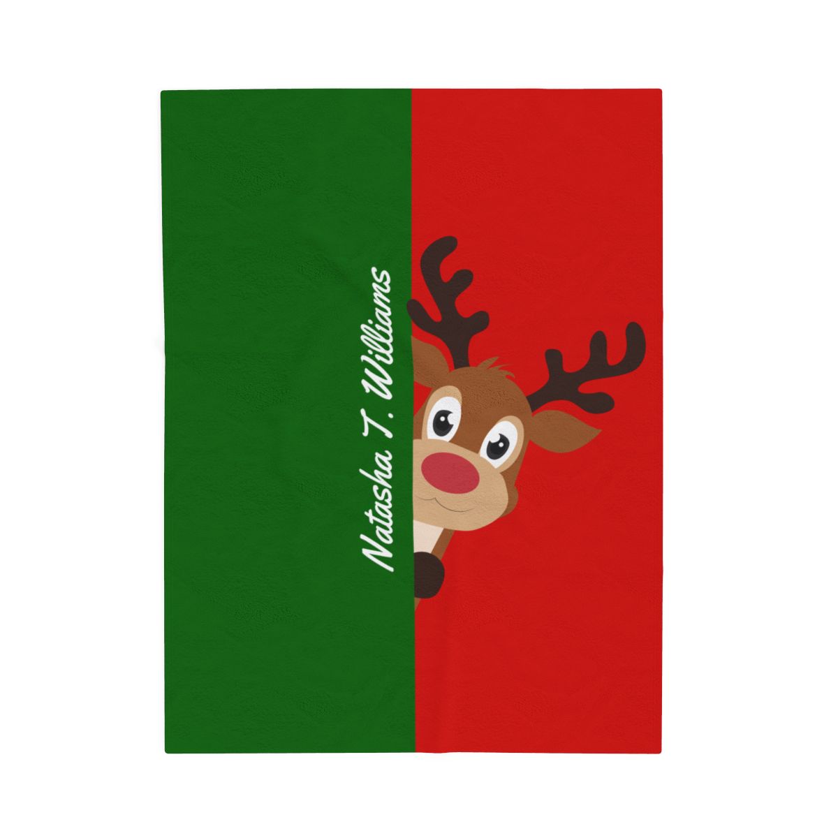 Custom Velveteen Plush Blanket - Christmas Green-Vivid Red