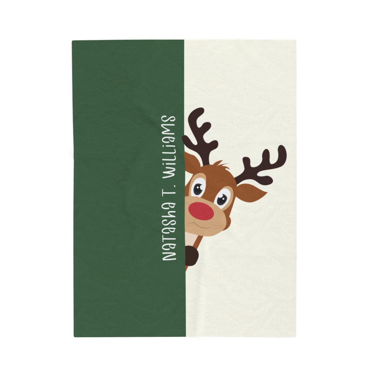 Custom Velveteen Plush Blanket - Gray Green-Ivory