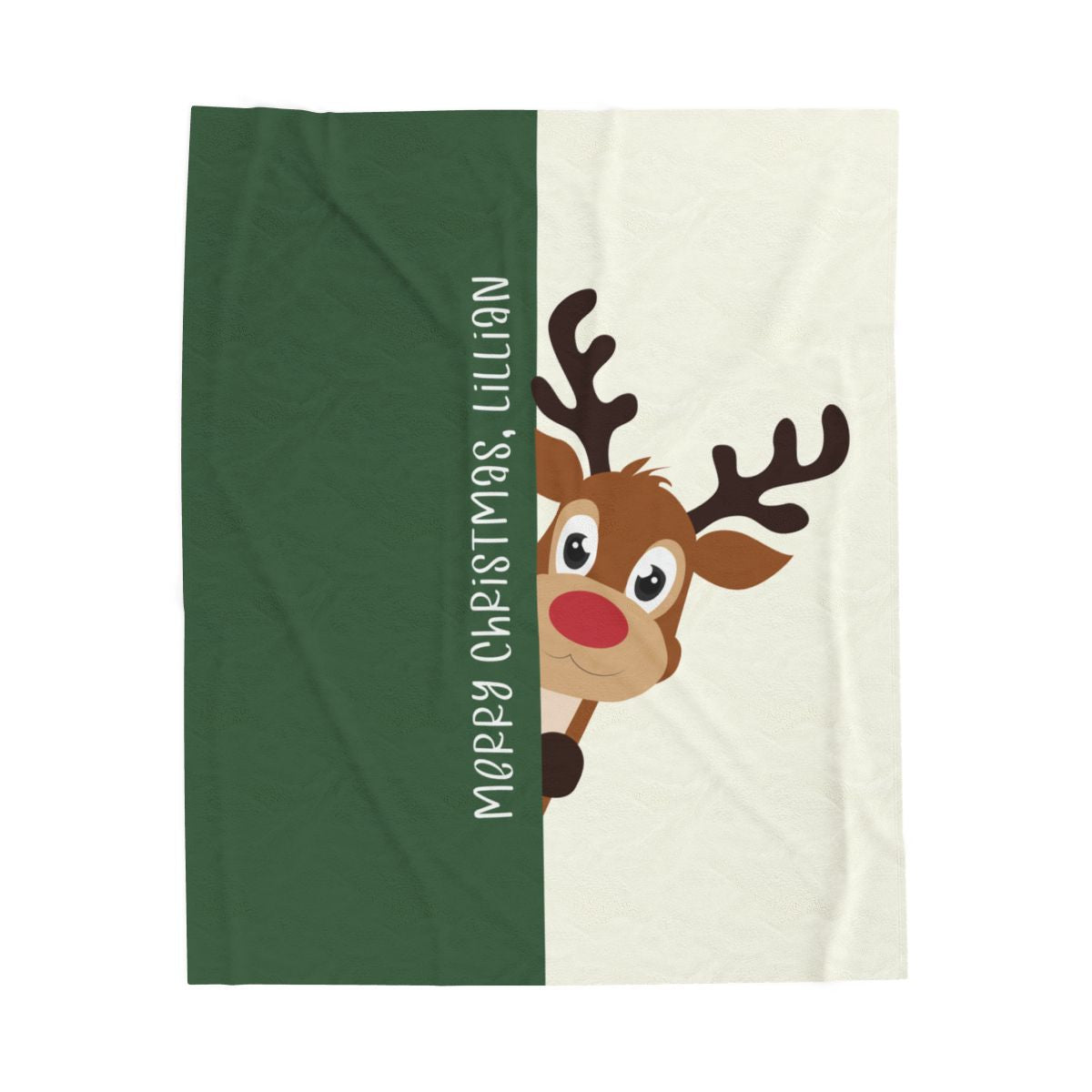 Custom Velveteen Plush Blanket - Gray Green-Ivory