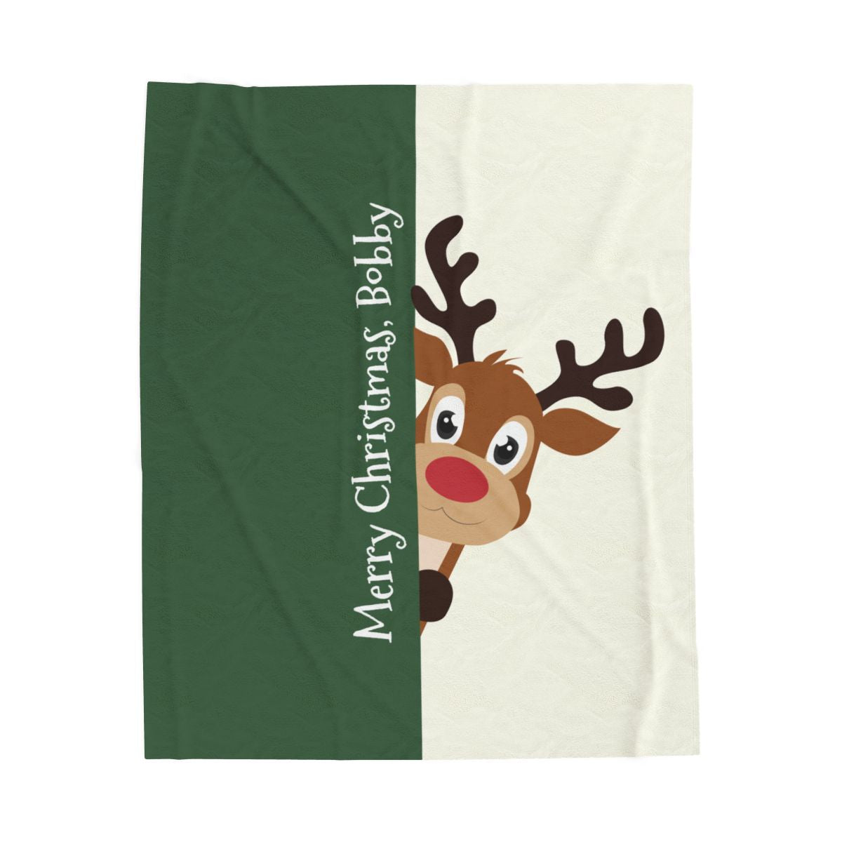 Custom Velveteen Plush Blanket - Gray Green-Ivory