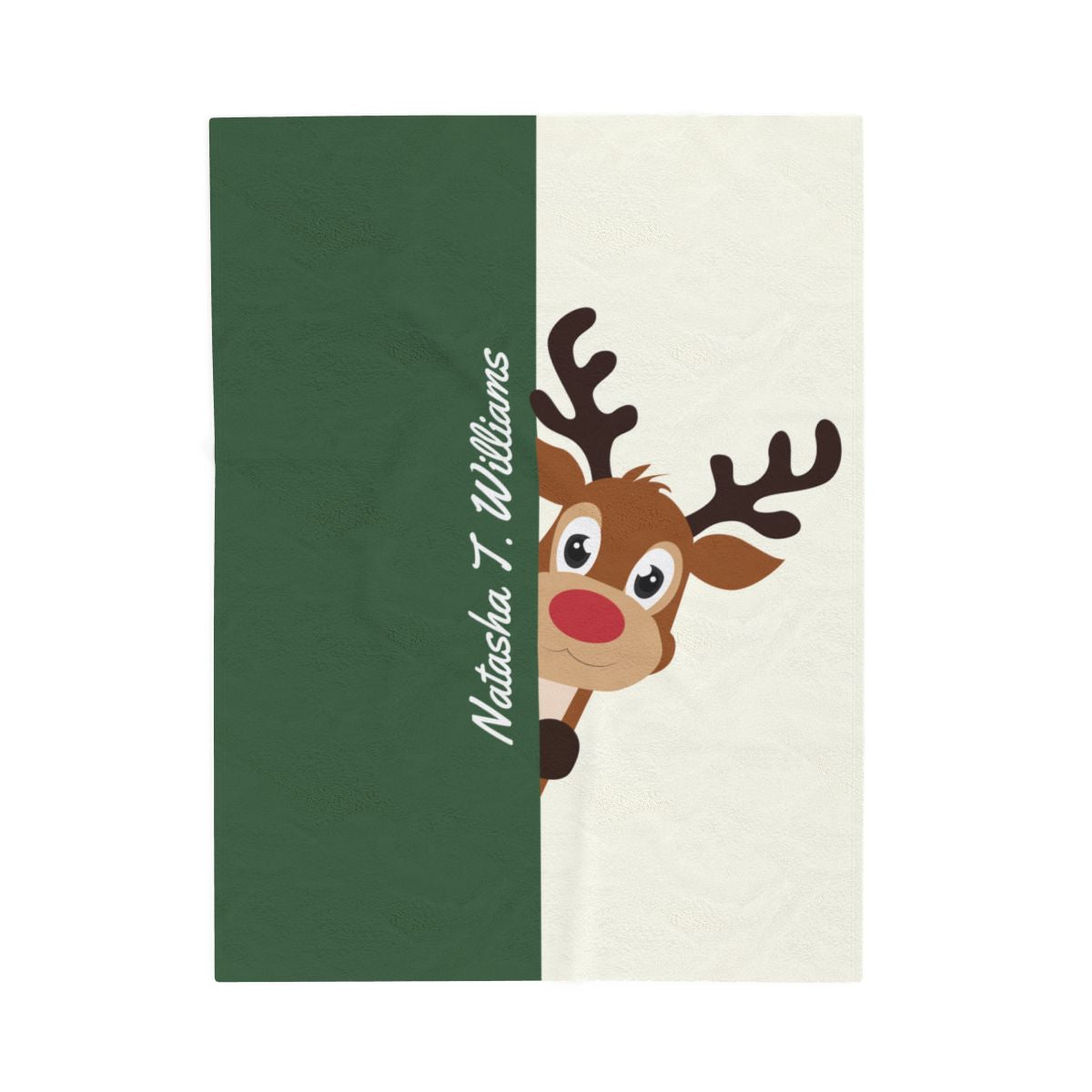 Custom Velveteen Plush Blanket - Gray Green-Ivory