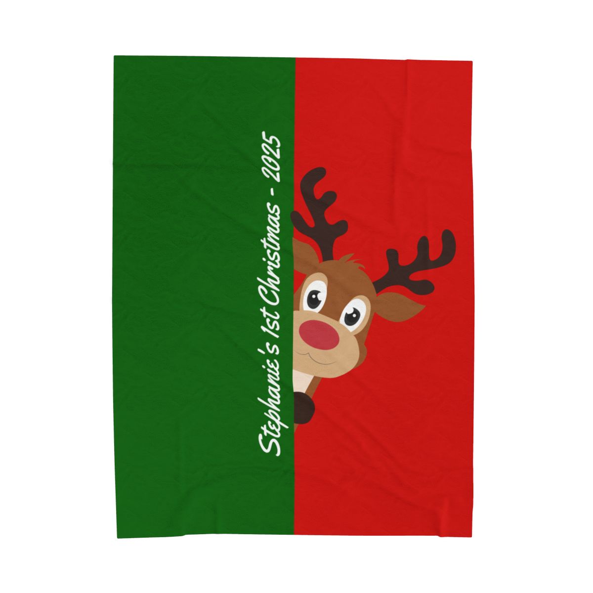 Custom Velveteen Plush Blanket - Christmas Green-Vivid Red