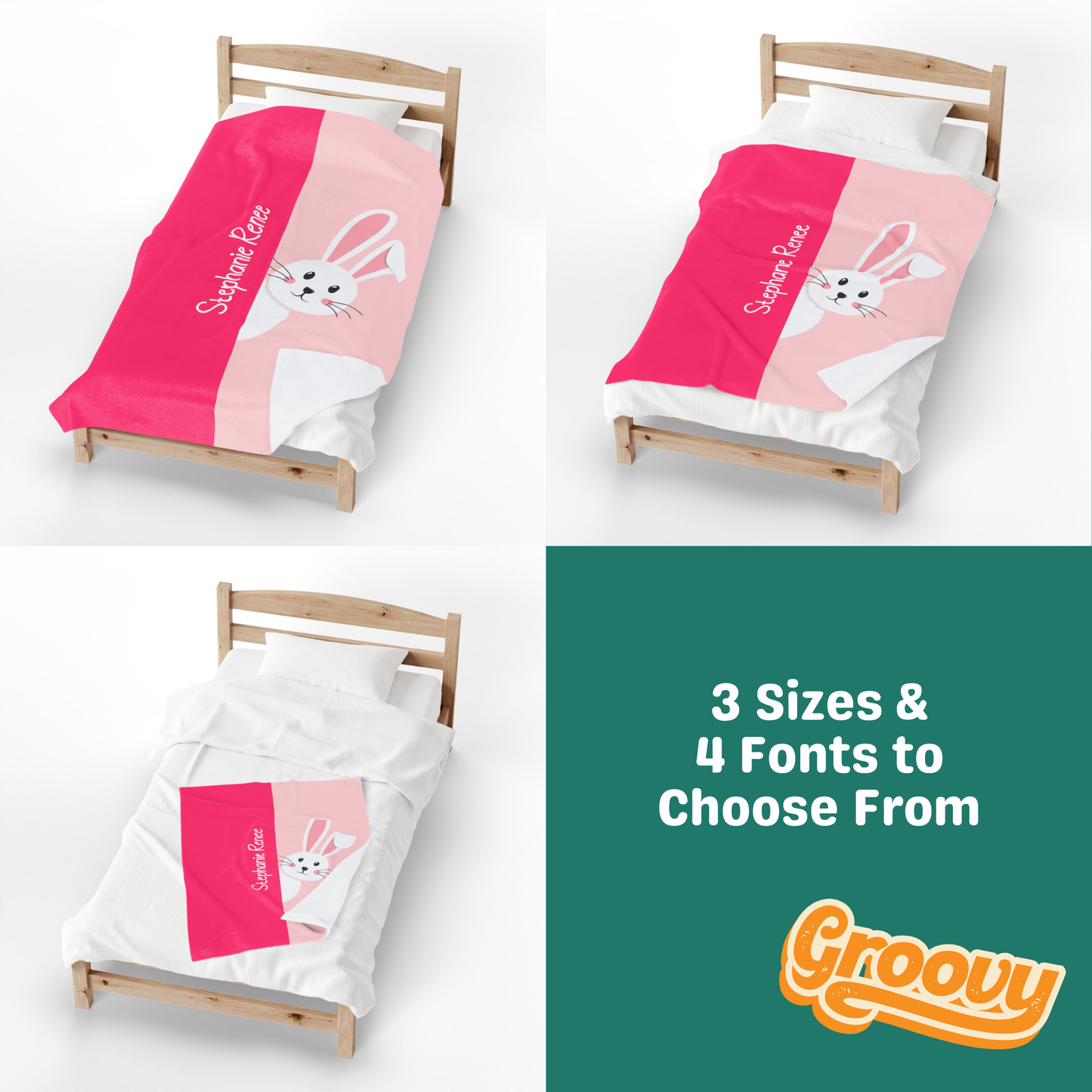 Custom Velveteen Plush Blanket - Peekaboo Bunny