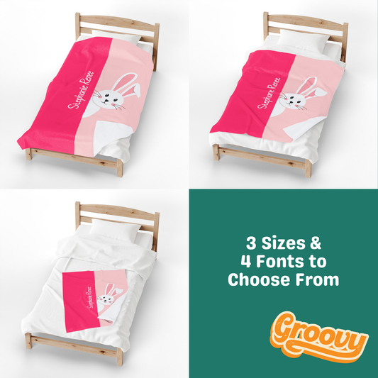 Custom Velveteen Plush Blanket - Peekaboo Bunny