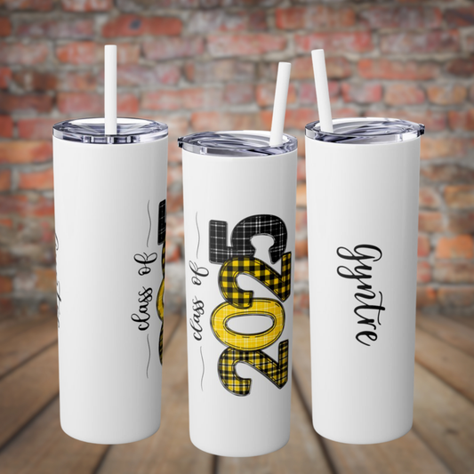 Skinny Tumbler with Straw - Black & Yellow 2025