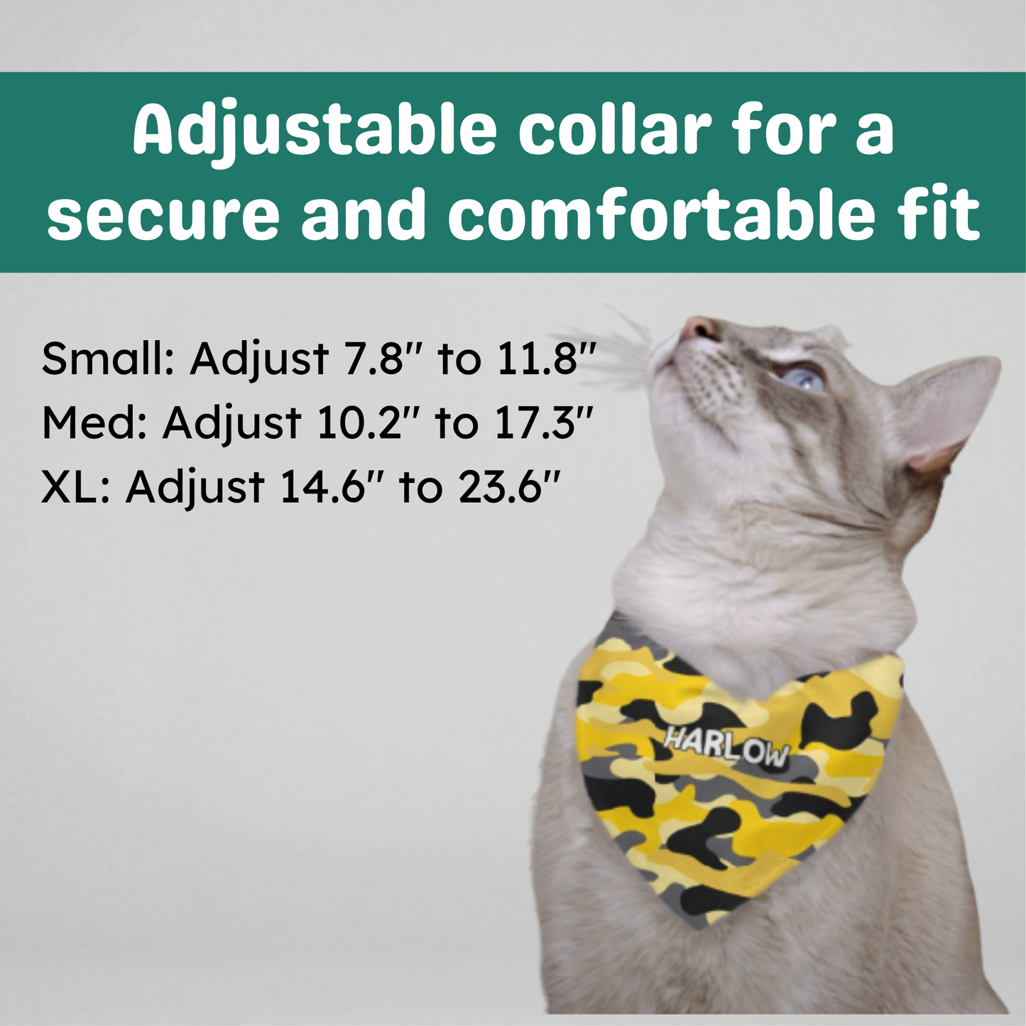 Personalized Clip-on Pet Bandana - Yellow Camo