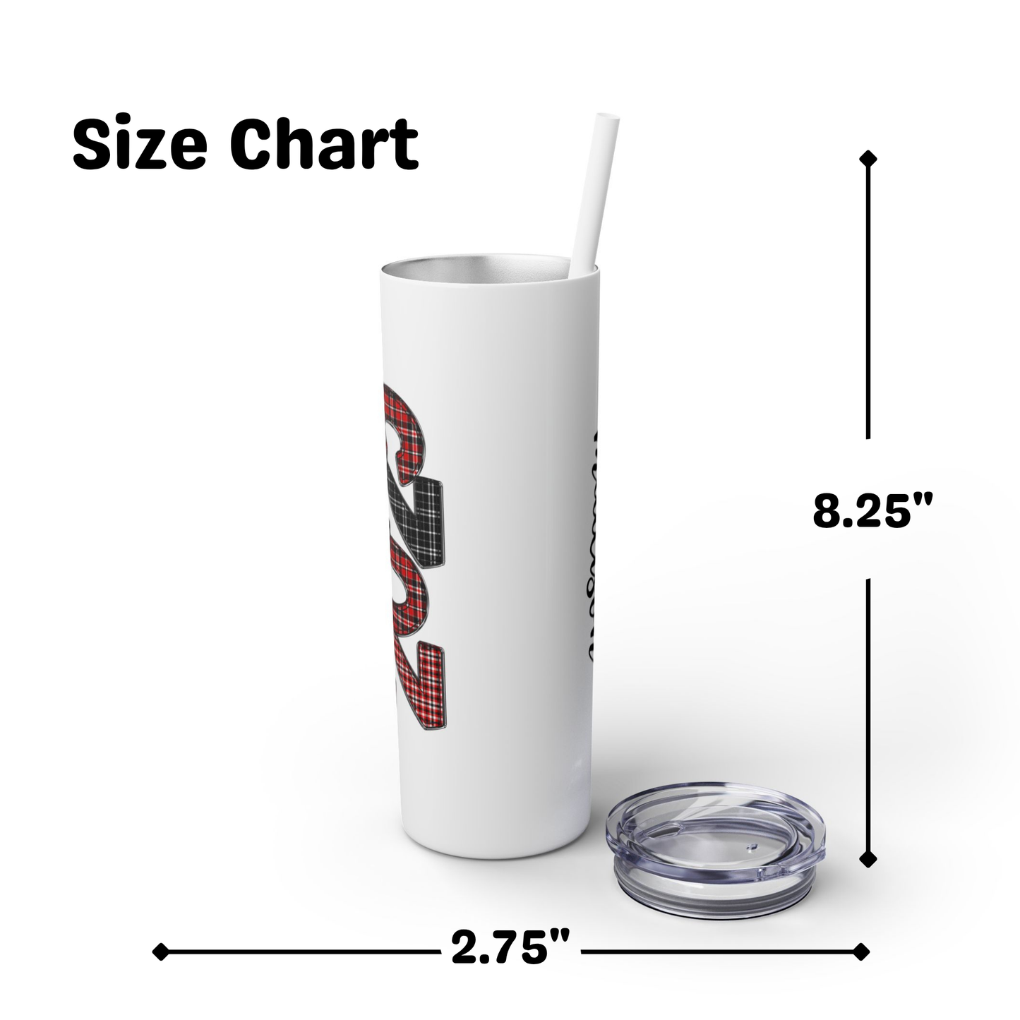 Skinny Tumbler with Straw - Black & Red 2025