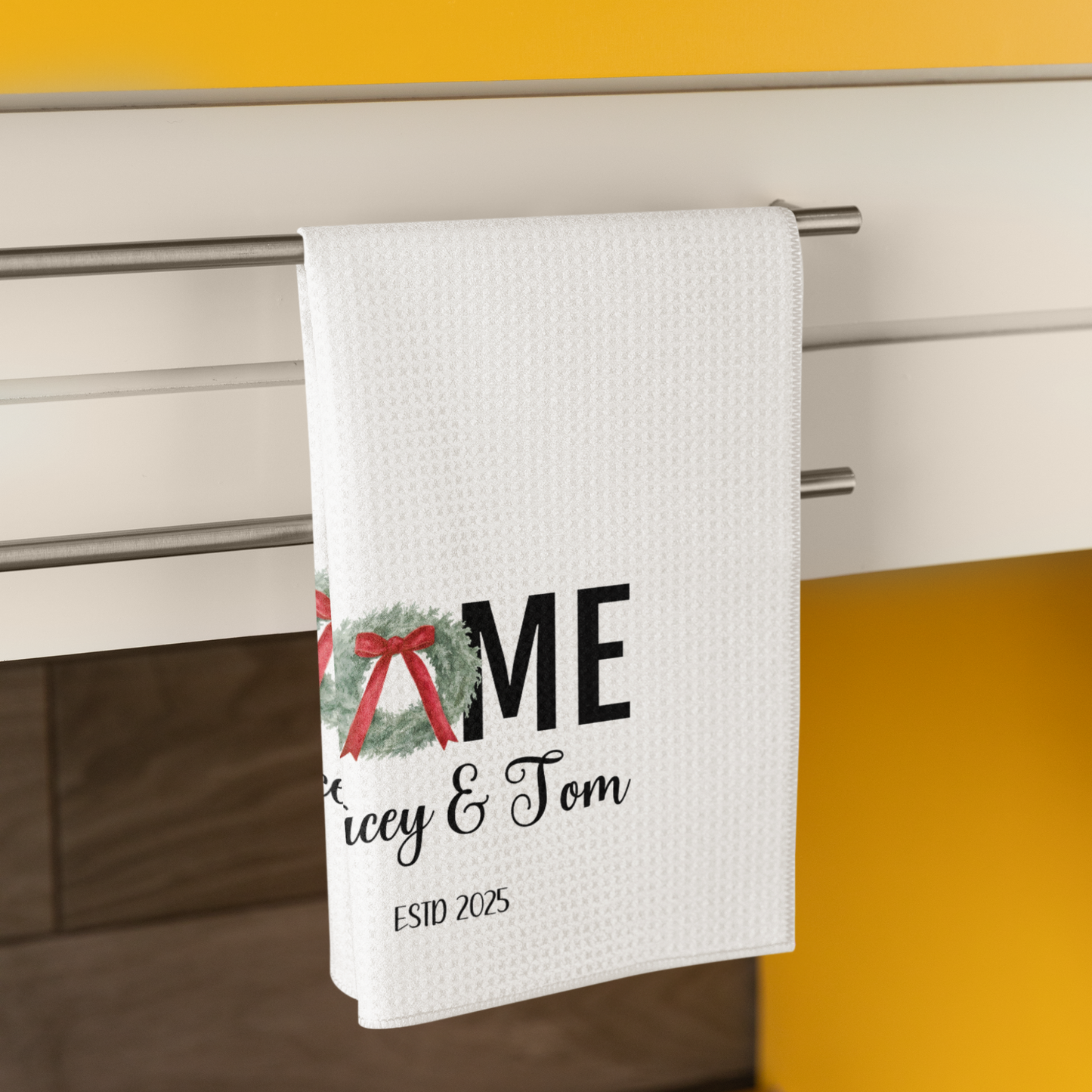 Custom Tea Towel - Home (Wreath 1)