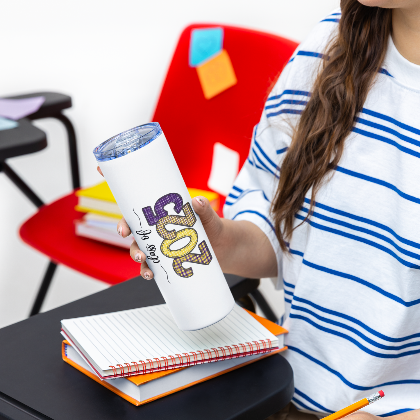 Skinny Tumbler with Straw - Purple & Yellow 2025