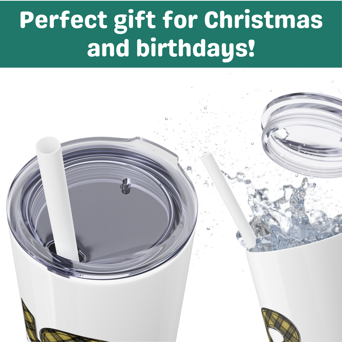 Skinny Tumbler with Straw - Black & Gold 2025