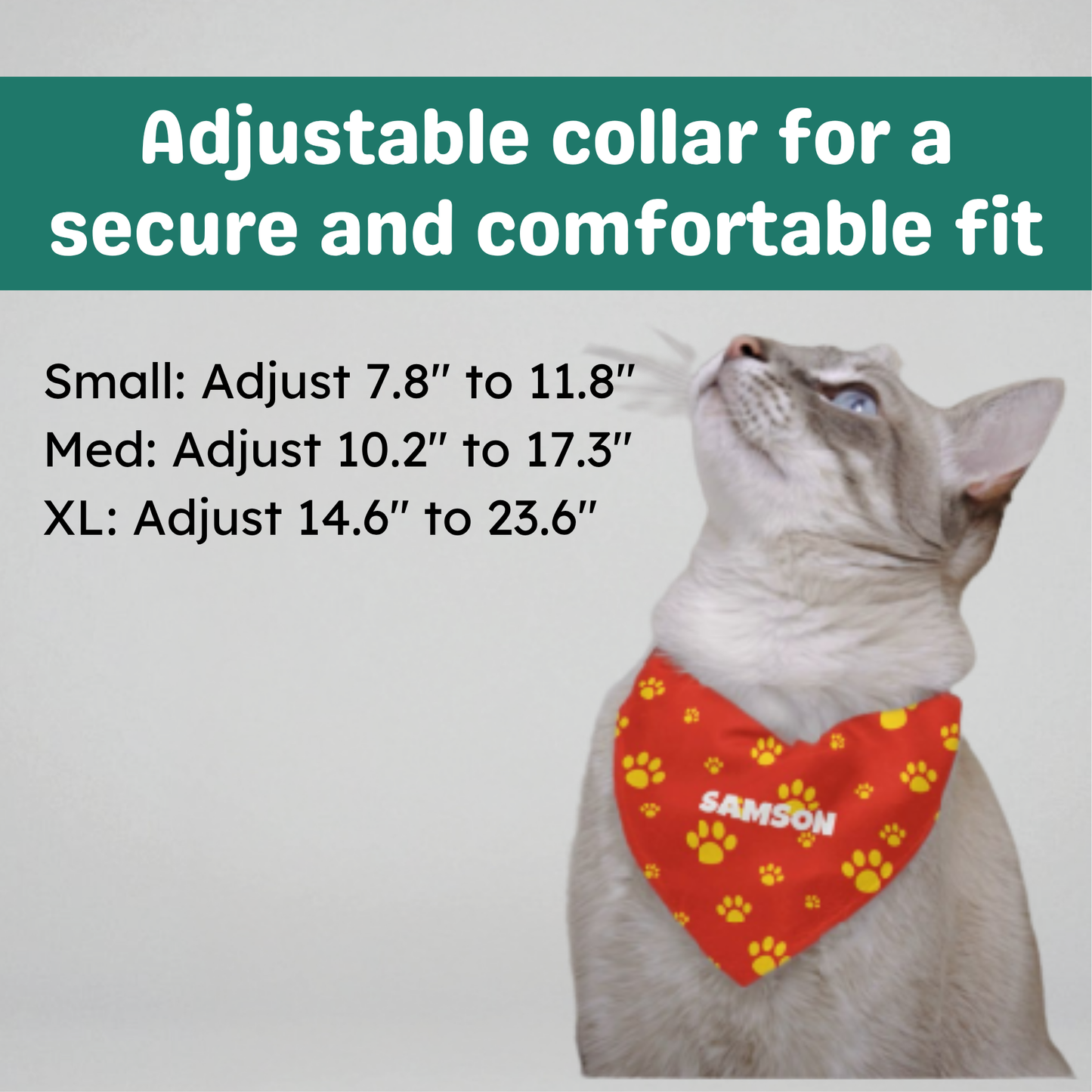 Personalized Clip-on Pet Bandana - Red with Yellow Paw Prints