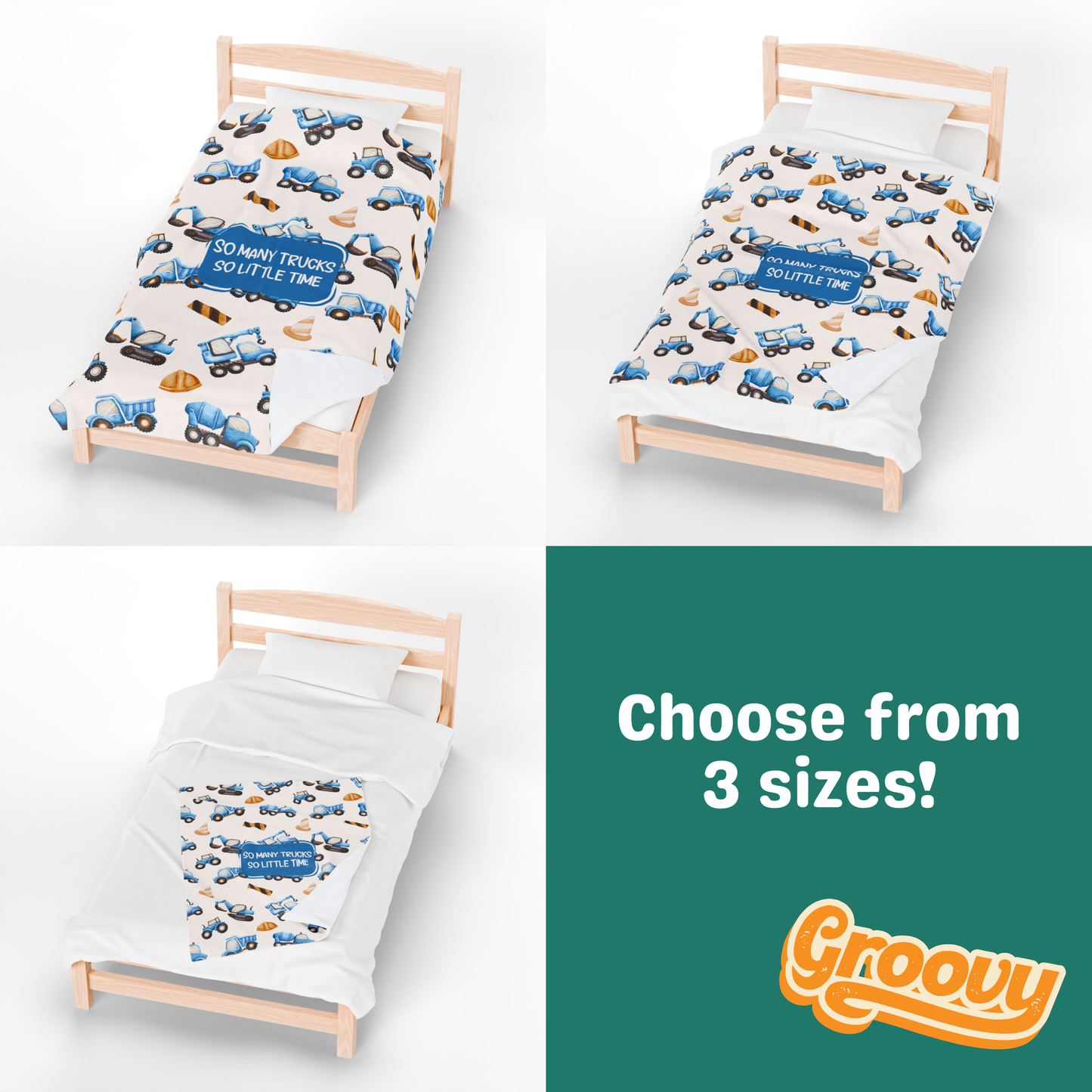 So Many Trucks So Little Time Velveteen Plush Blanket