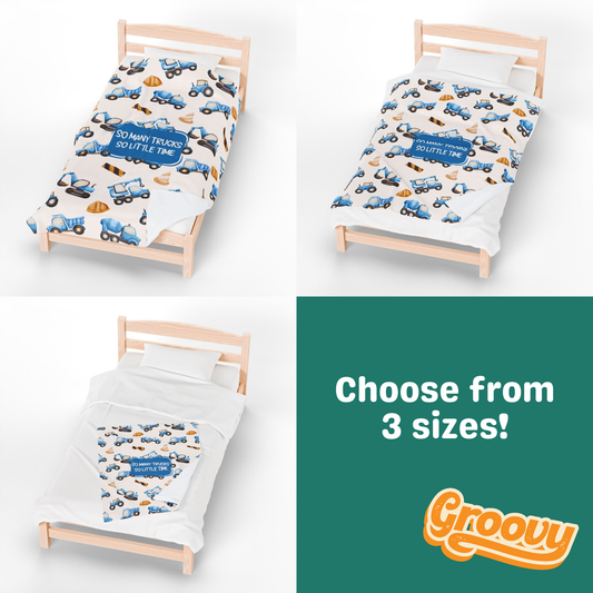 So Many Trucks So Little Time Velveteen Plush Blanket