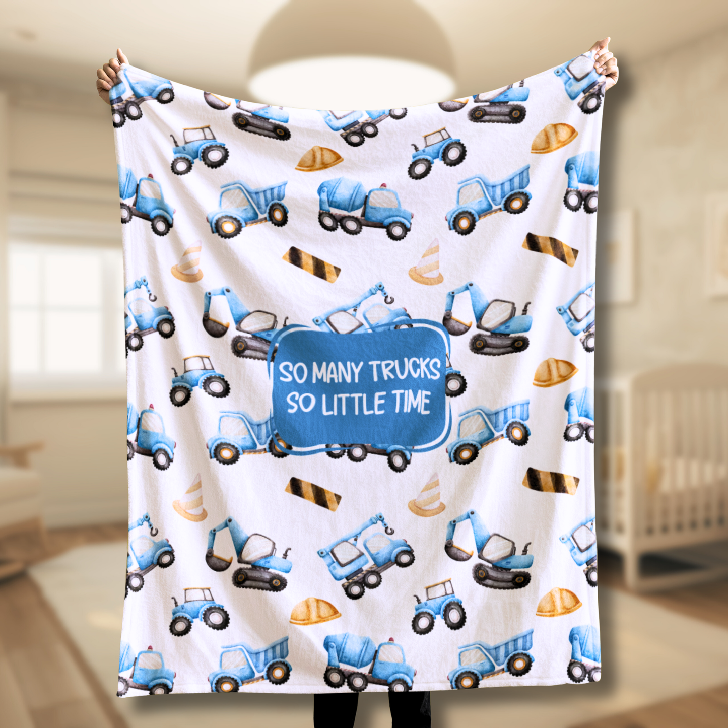 So Many Trucks So Little Time Velveteen Plush Blanket