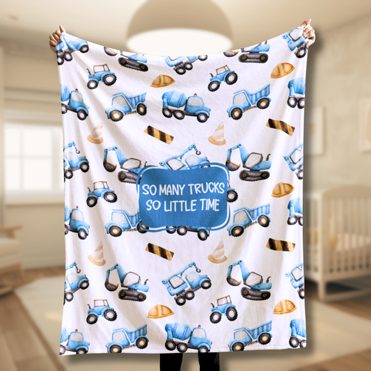 So Many Trucks So Little Time Velveteen Plush Blanket