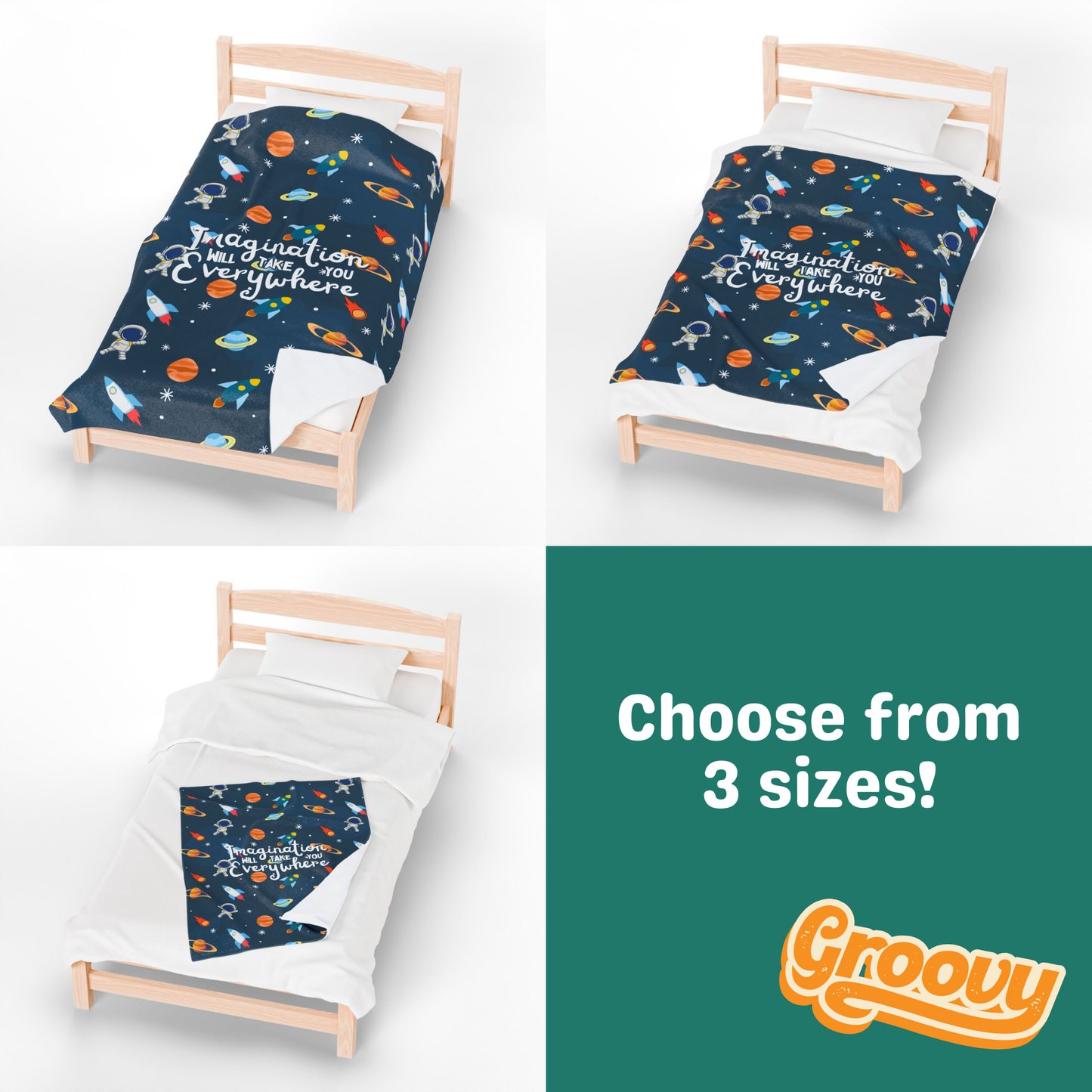Imagination Will Take You Everywhere Velveteen Plush Blanket