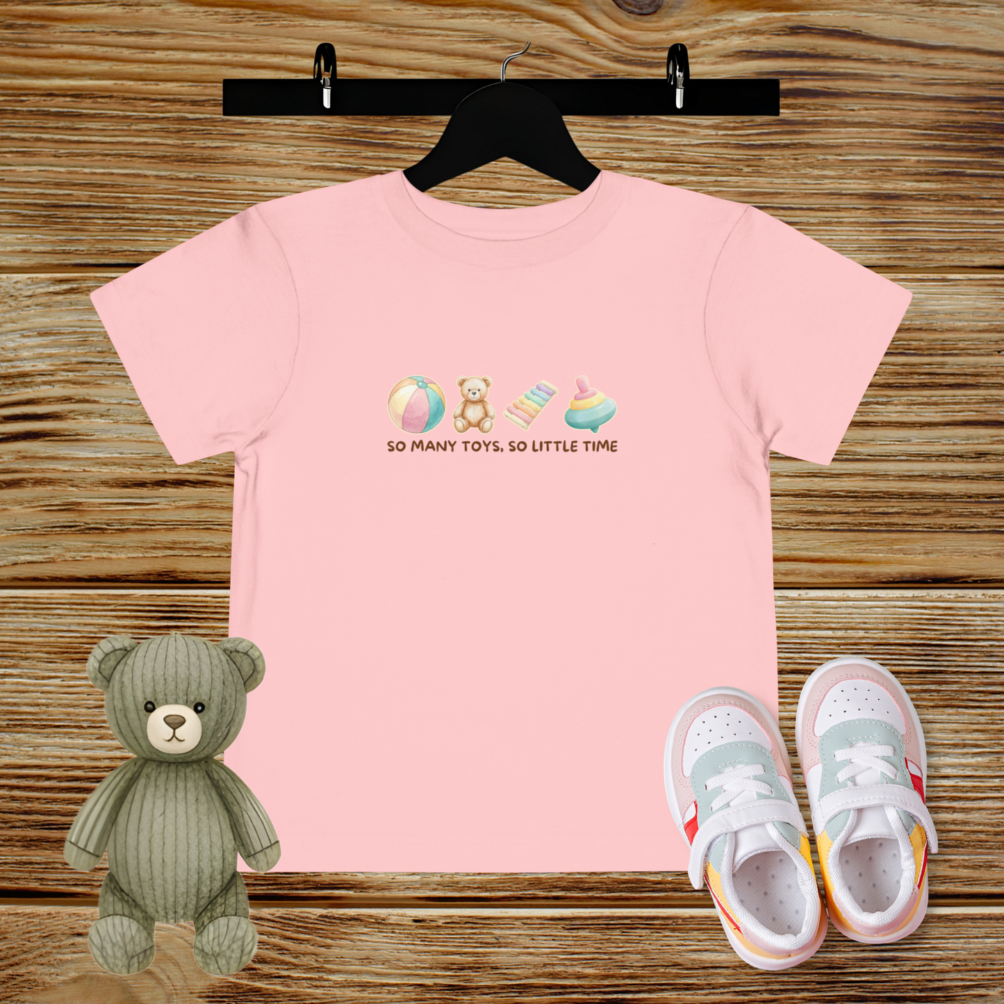 So Many Toys, So Little Time Toddler T-shirt - Pastels