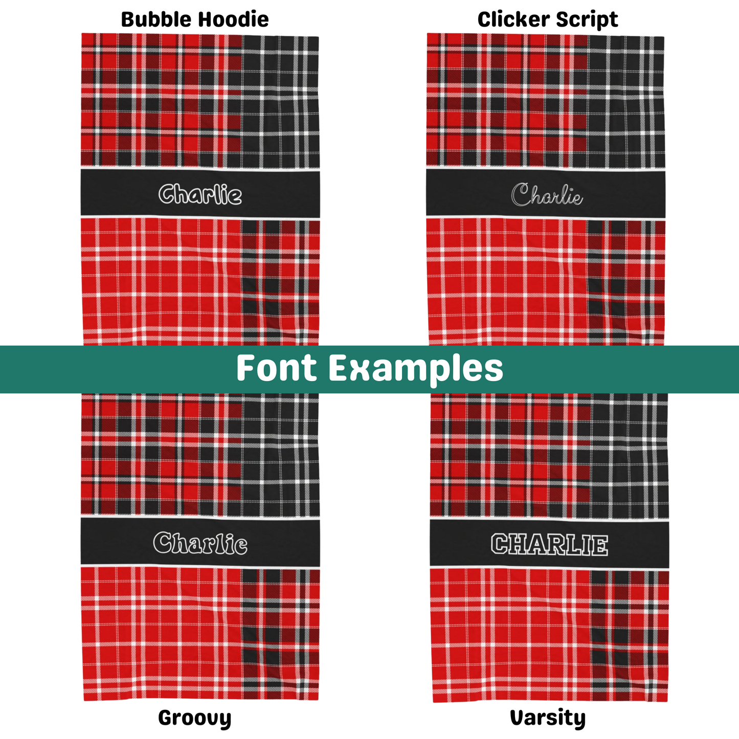 Custom Velveteen Plush Blanket - Red & Black Plaid