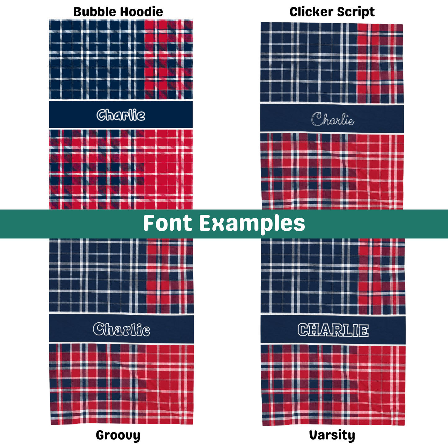 Custom Velveteen Plush Blanket - Navy & Red Plaid