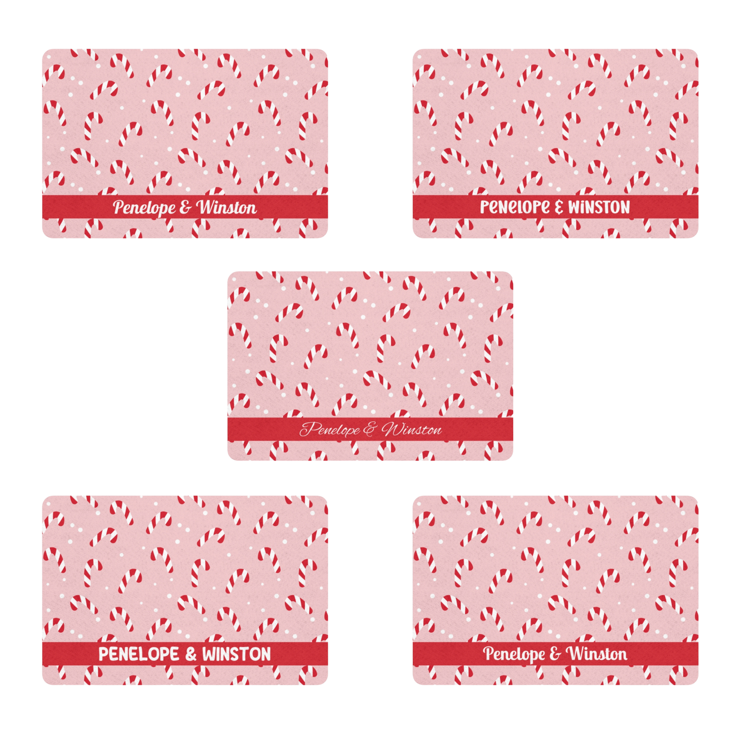 Custom Pet Food Mat - Candy Canes