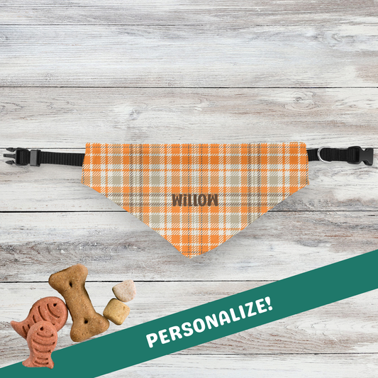 Personalized Clip-on Pet Bandana - Fall Plaid