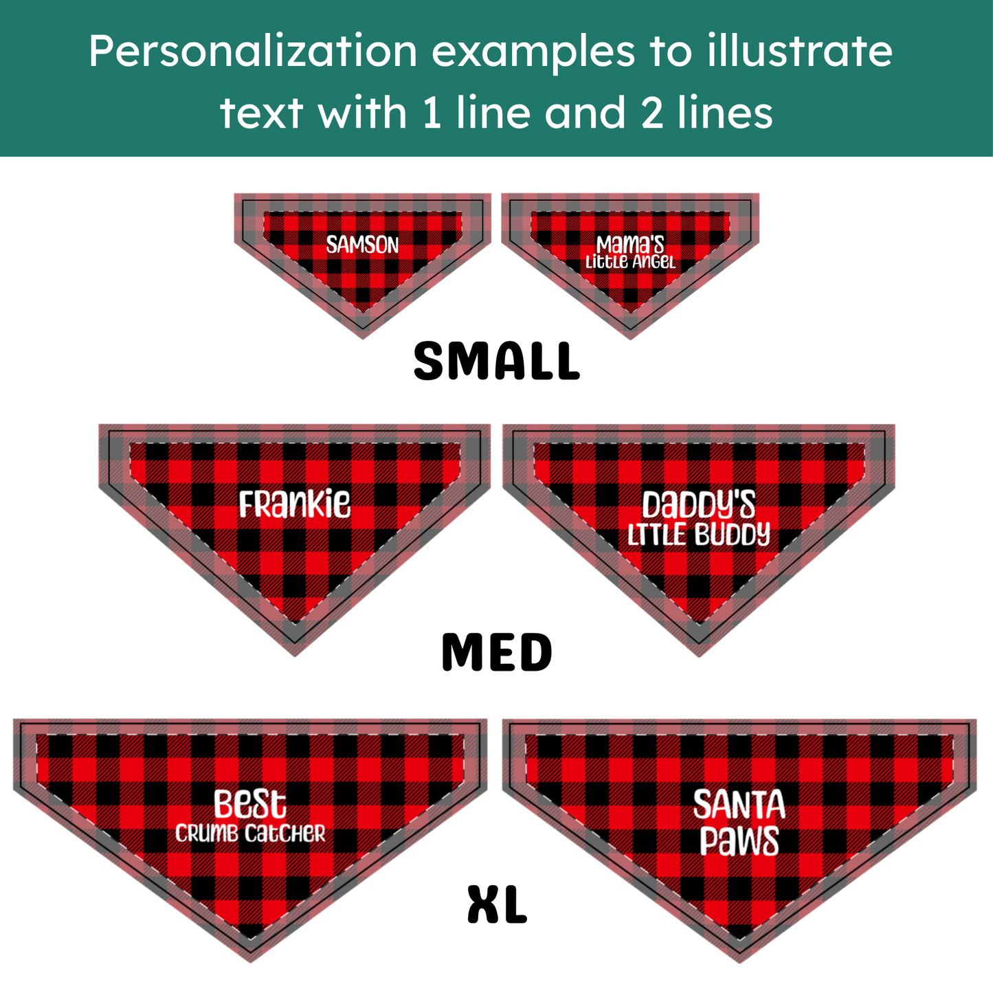 Personalized Clip-on Pet Bandana - Buffalo Plaid