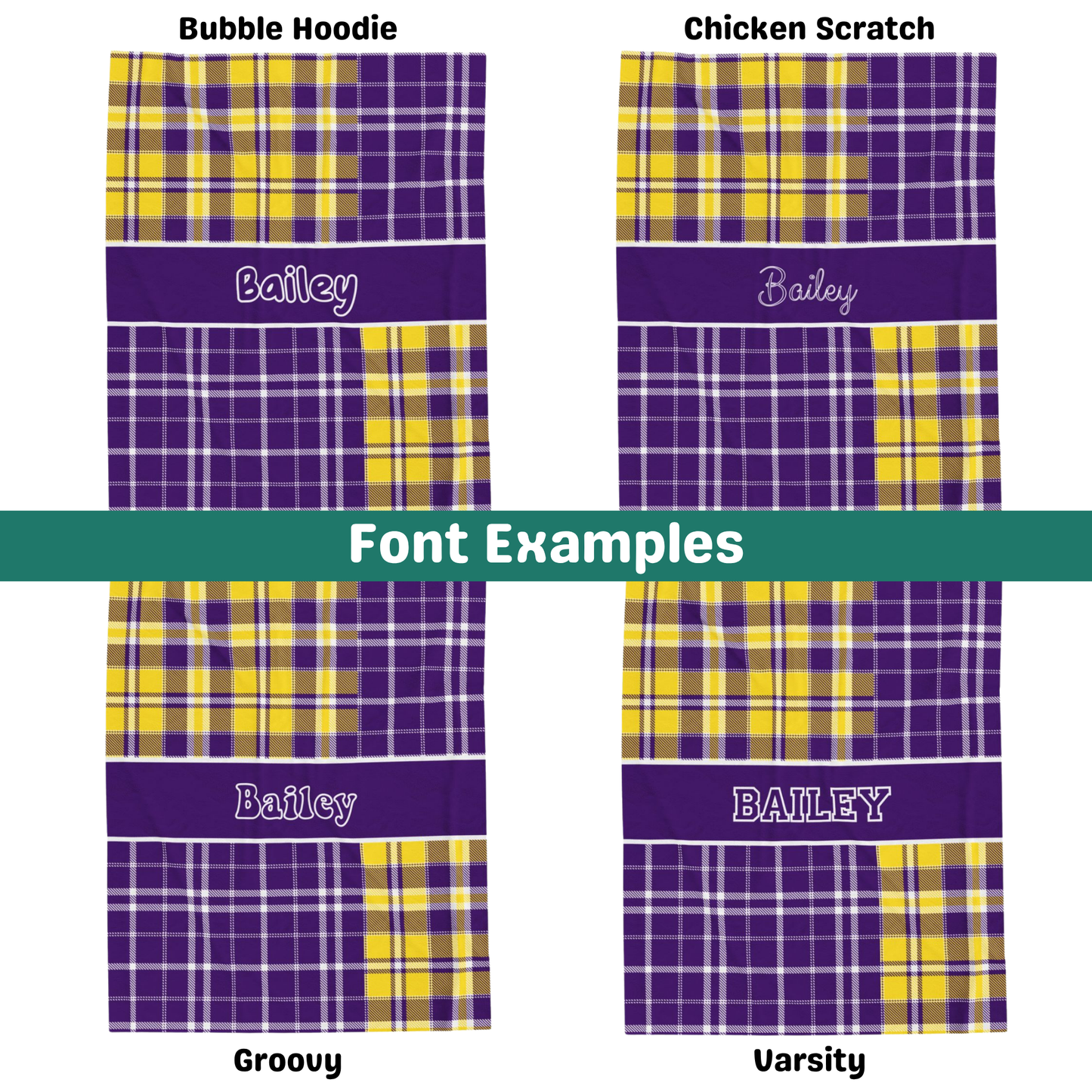 Custom Velveteen Plush Blanket - Purple & Yellow Plaid