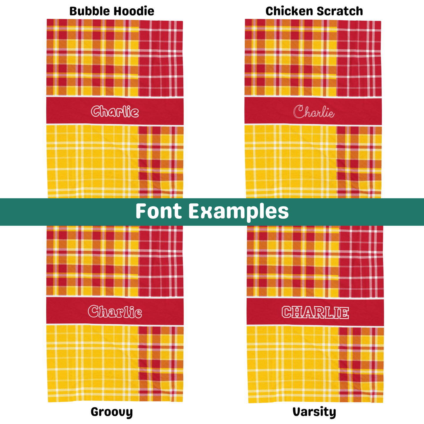 Custom Velveteen Plush Blanket - Vivid Red & Yellow Plaid