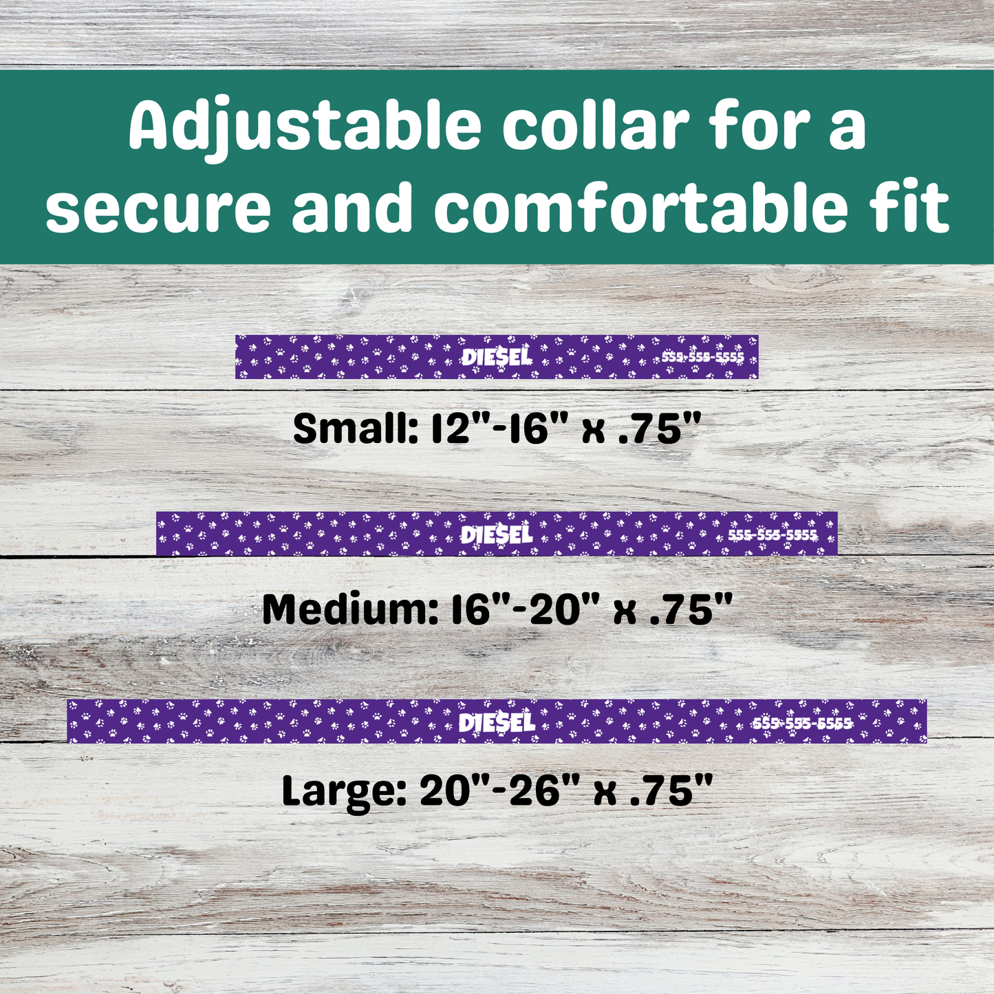 Clip-on Pet Collar - Purple with White Paw Prints
