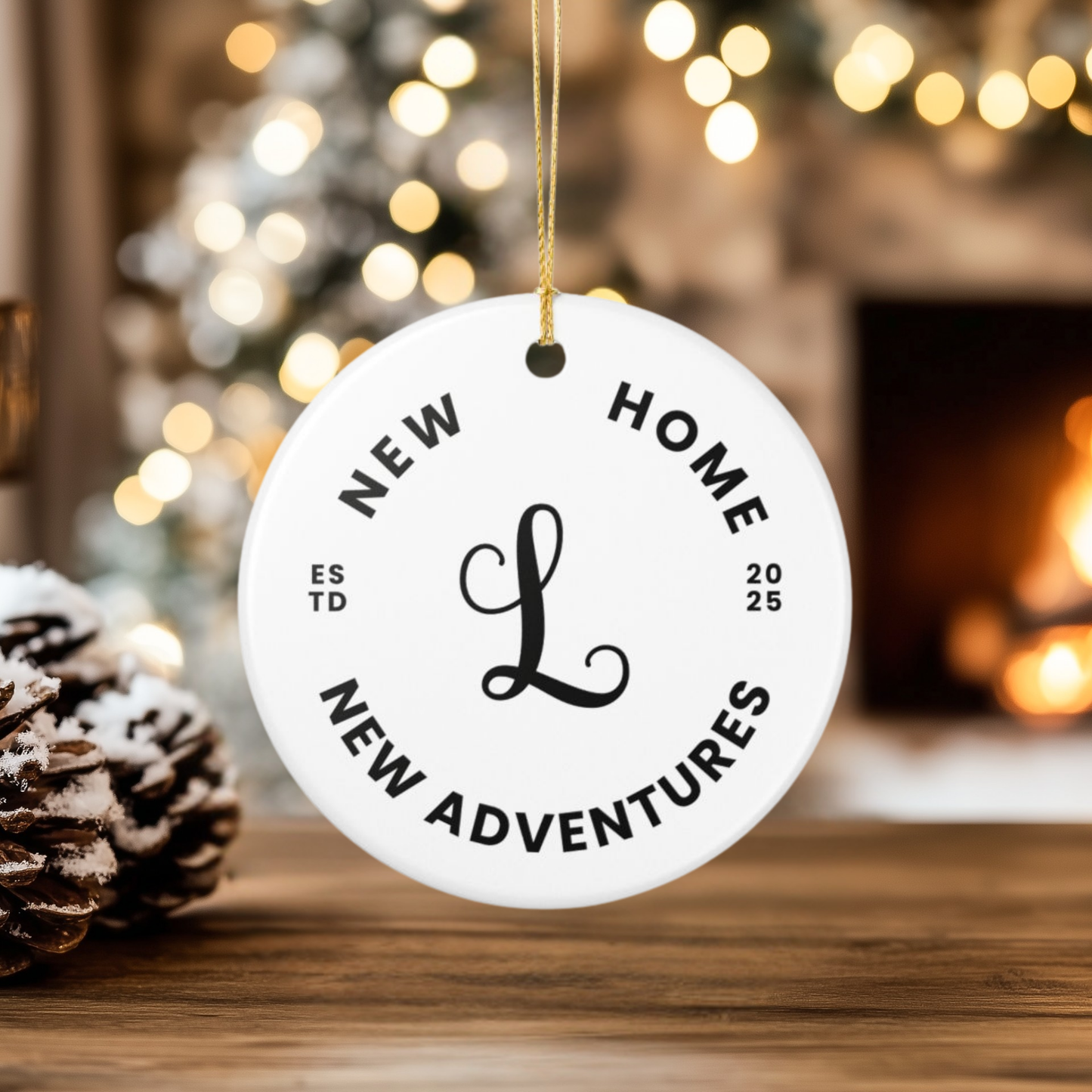 Custom Ornament - New Home, New Adventures (Monogram)