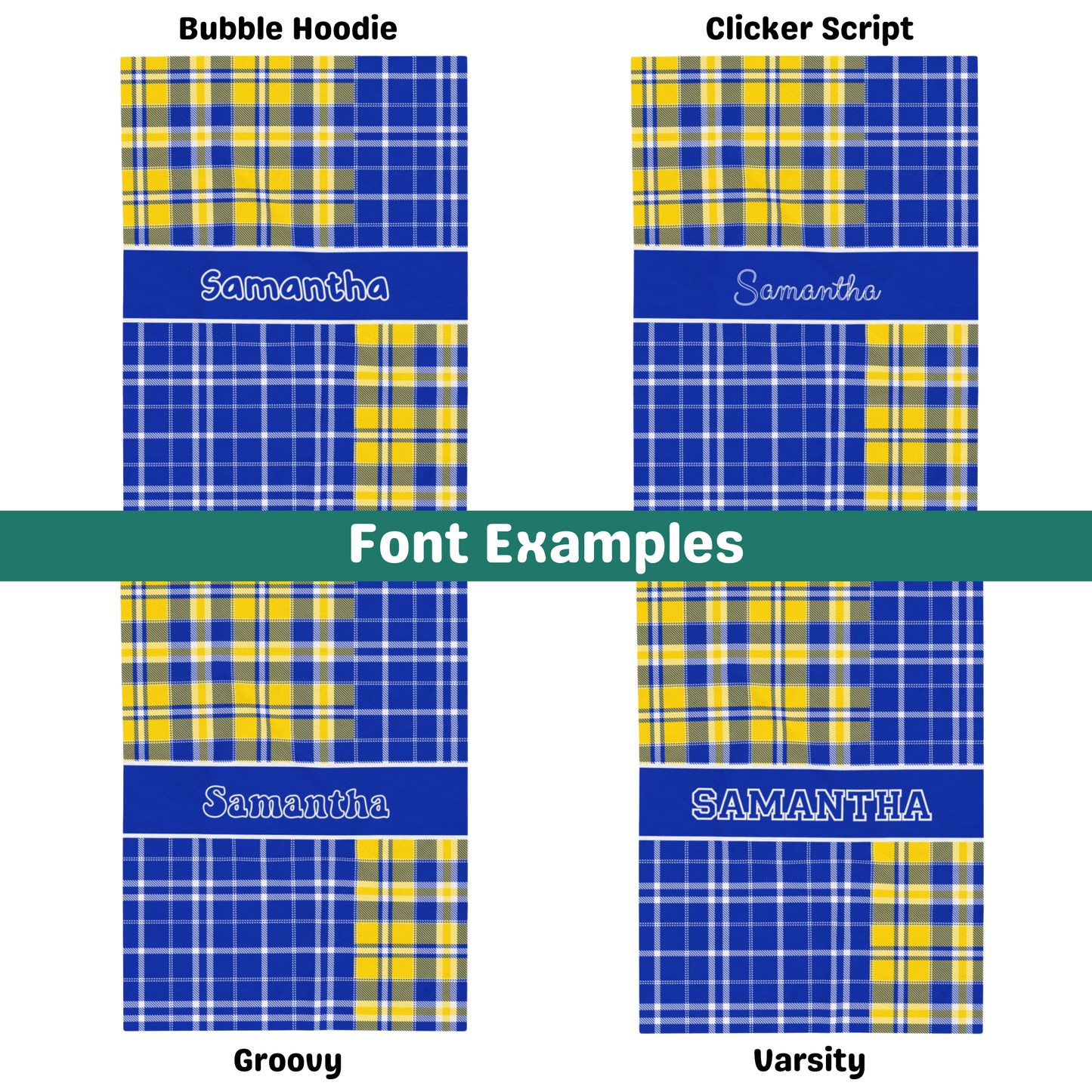 Custom Velveteen Plush Blanket - Blue & Yellow Plaid