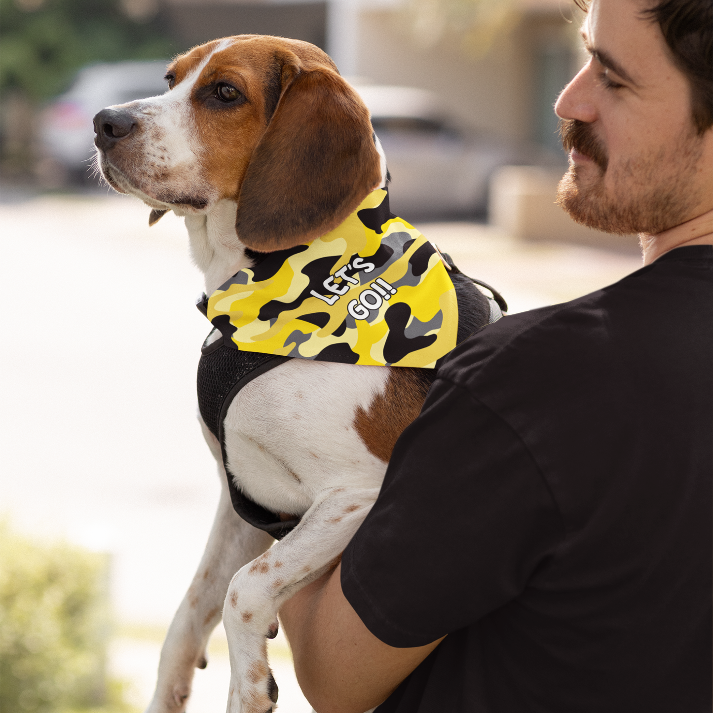 Personalized Clip-on Pet Bandana - Yellow Camo