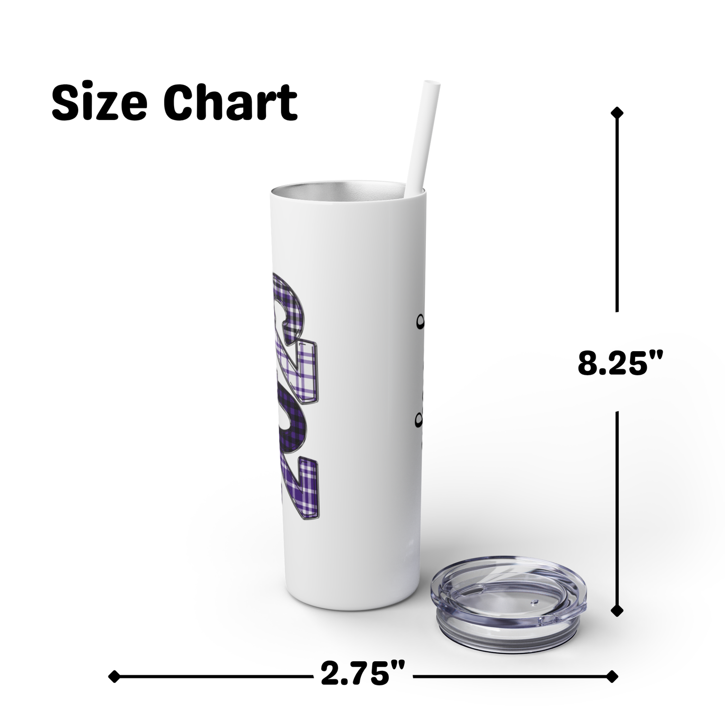 Skinny Tumbler with Straw - Purple & Black 2025
