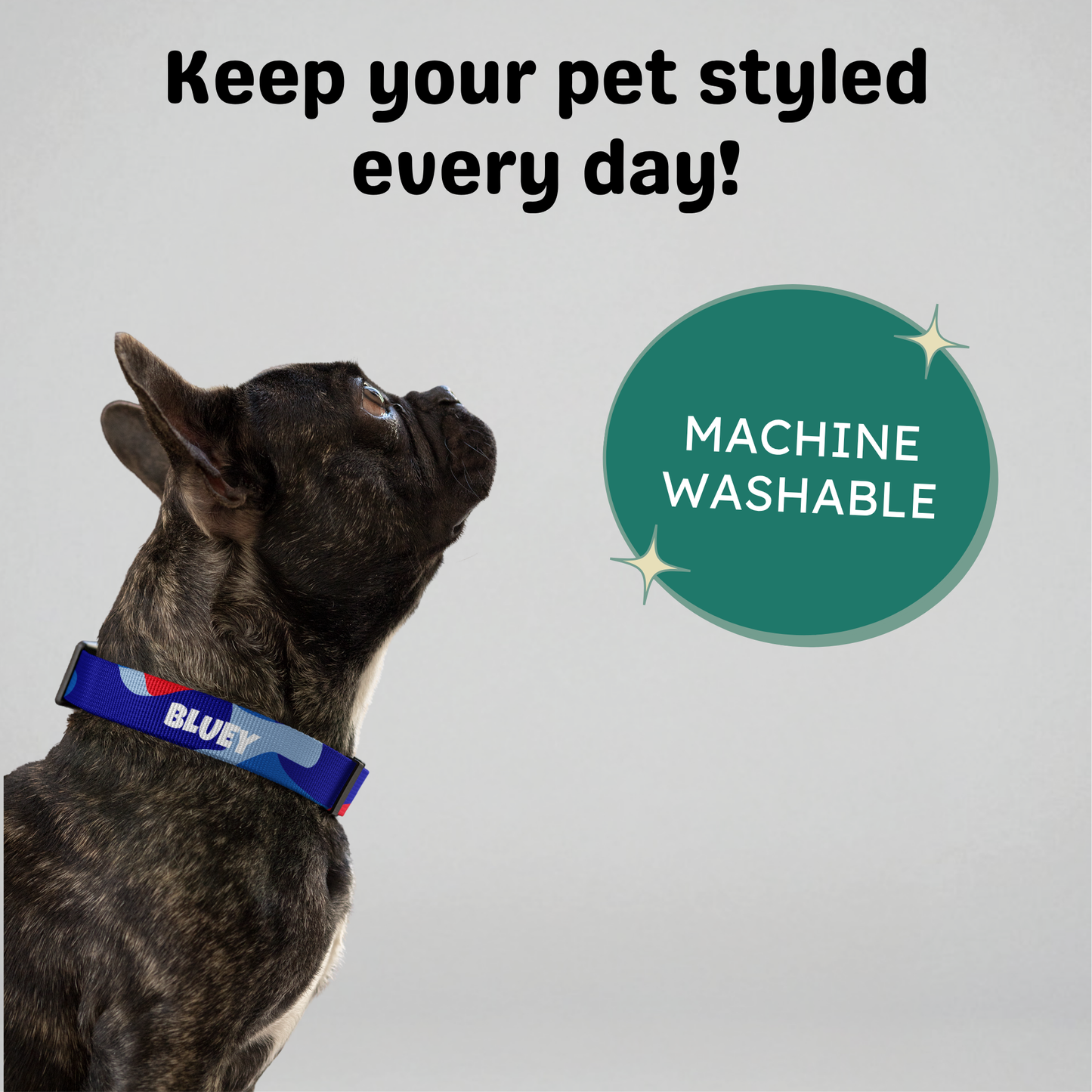 Clip-on Pet Collar - Blue-Red Camo