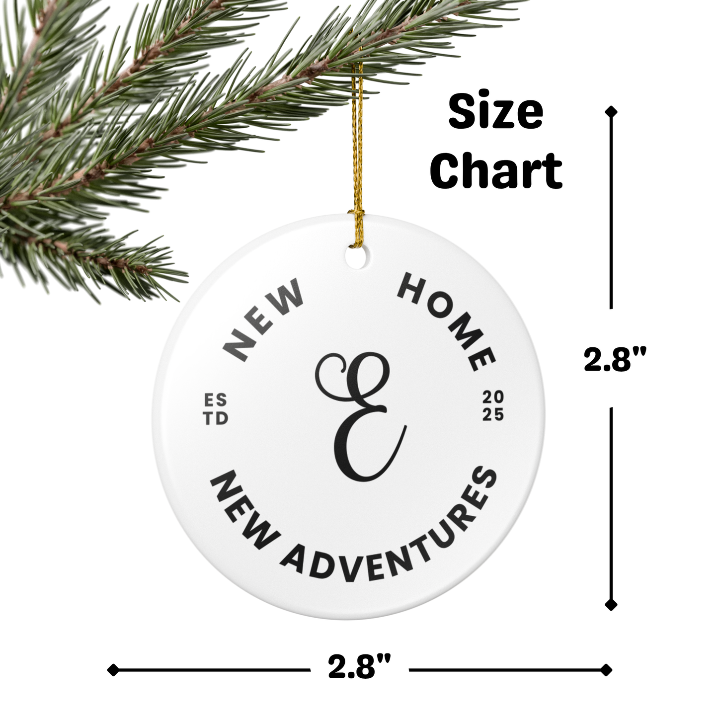 Custom Ornament - New Home, New Adventures (Monogram)