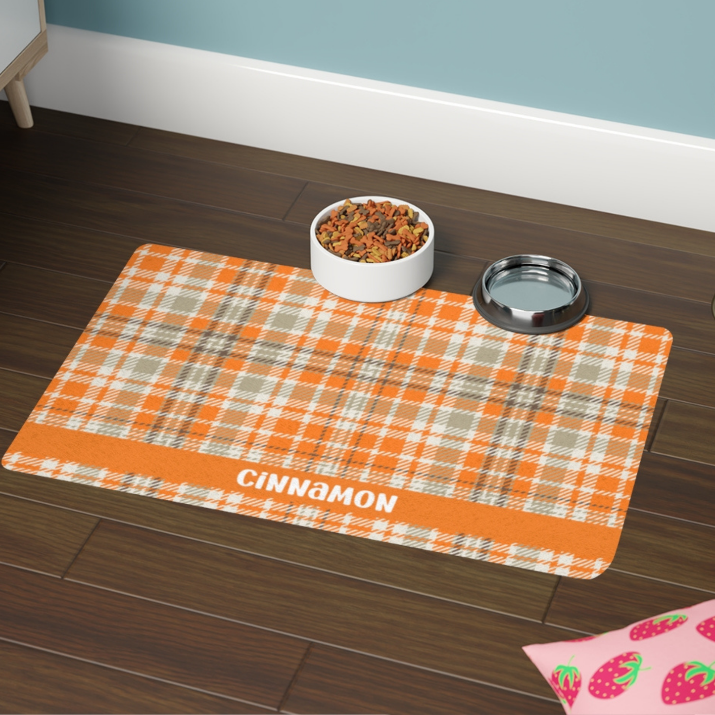 Custom Pet Food Mat - Fall Plaid