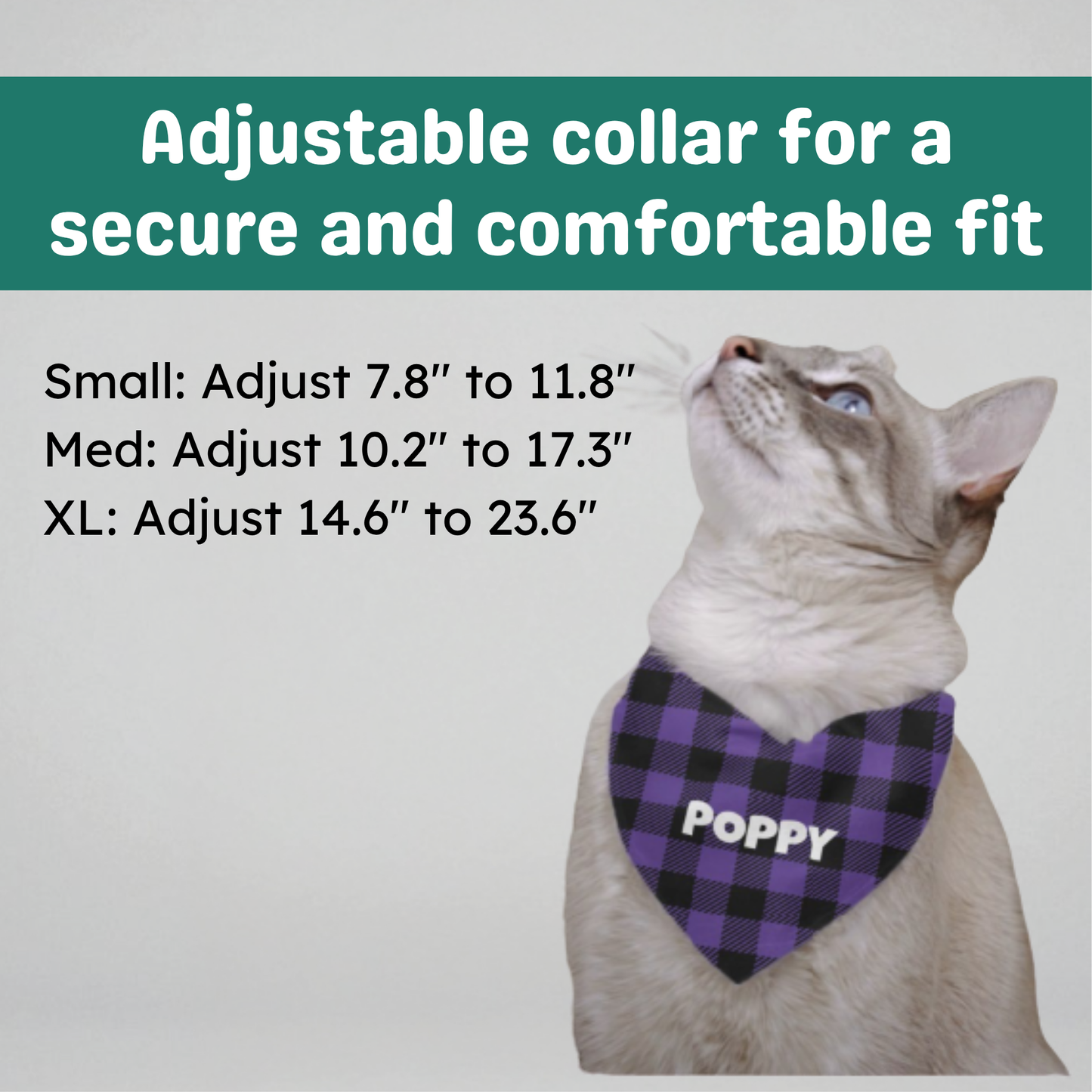 Personalized Clip-on Pet Bandana - Purple & Black Plaid