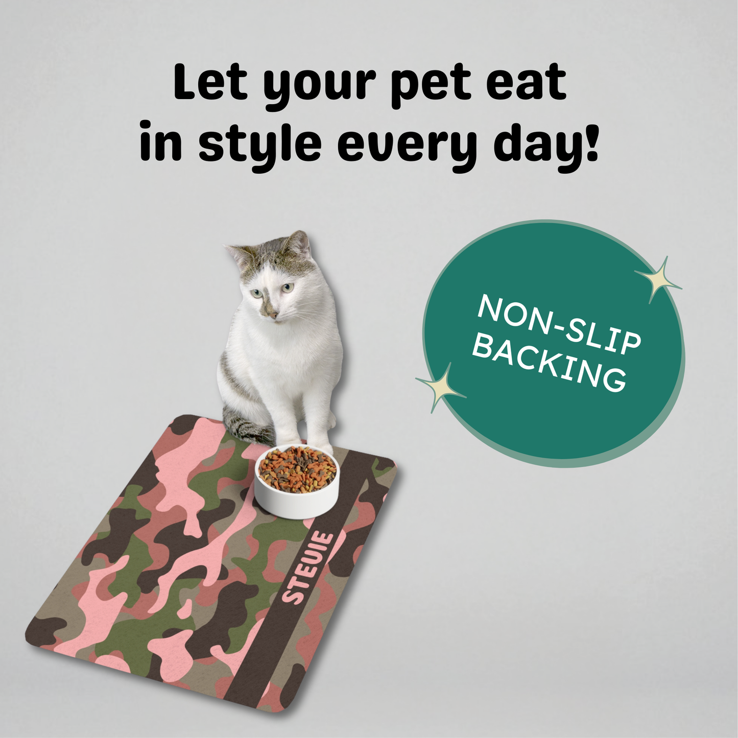 Custom Pet Food Mat - Pink Camo