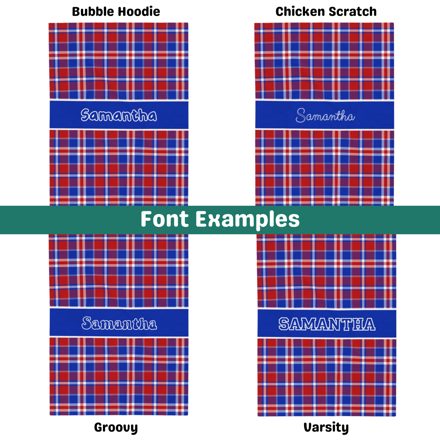 Custom Velveteen Plush Blanket - Red, White & Blue Plaid