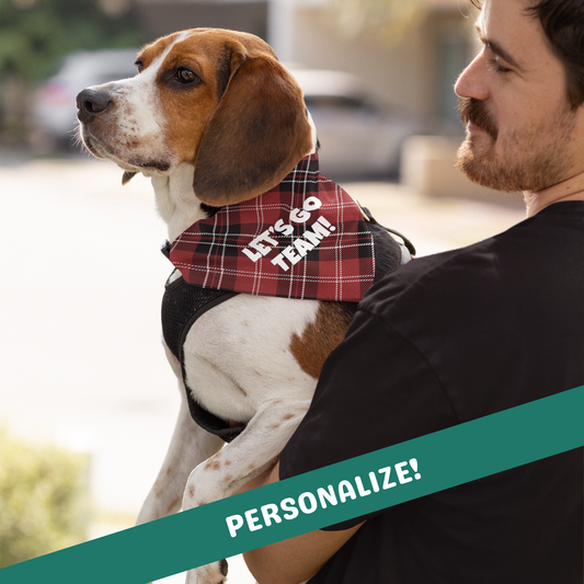 Personalized Clip-on Pet Bandana - Black & Crimson Tartan