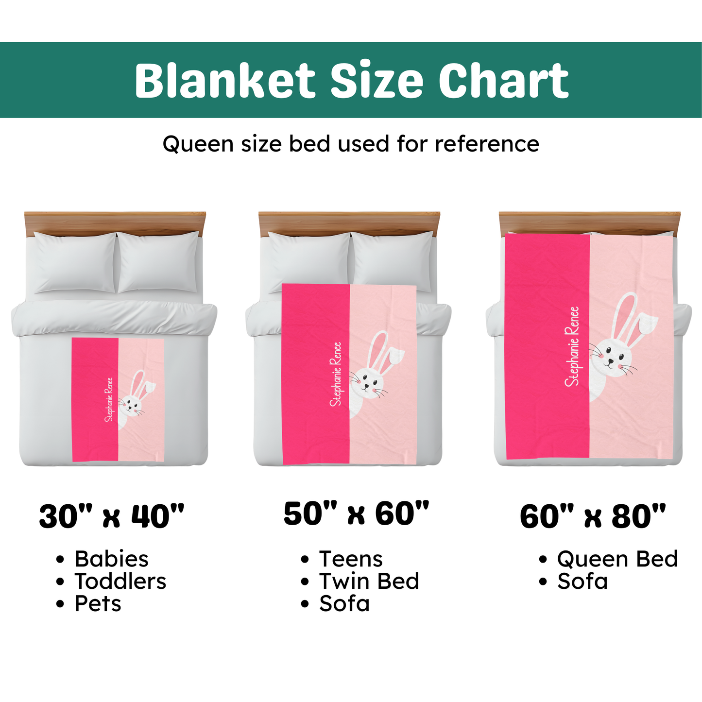 Custom Velveteen Plush Blanket - Peekaboo Bunny