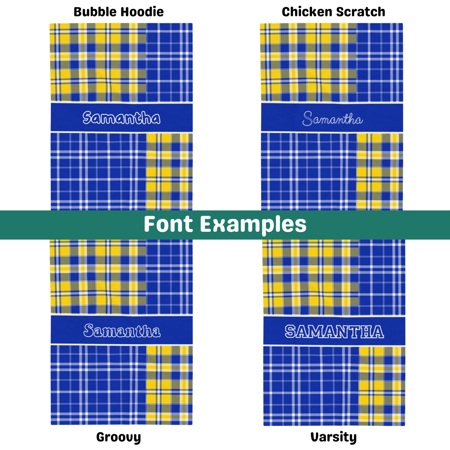 Custom Velveteen Plush Blanket - Blue & Yellow Plaid