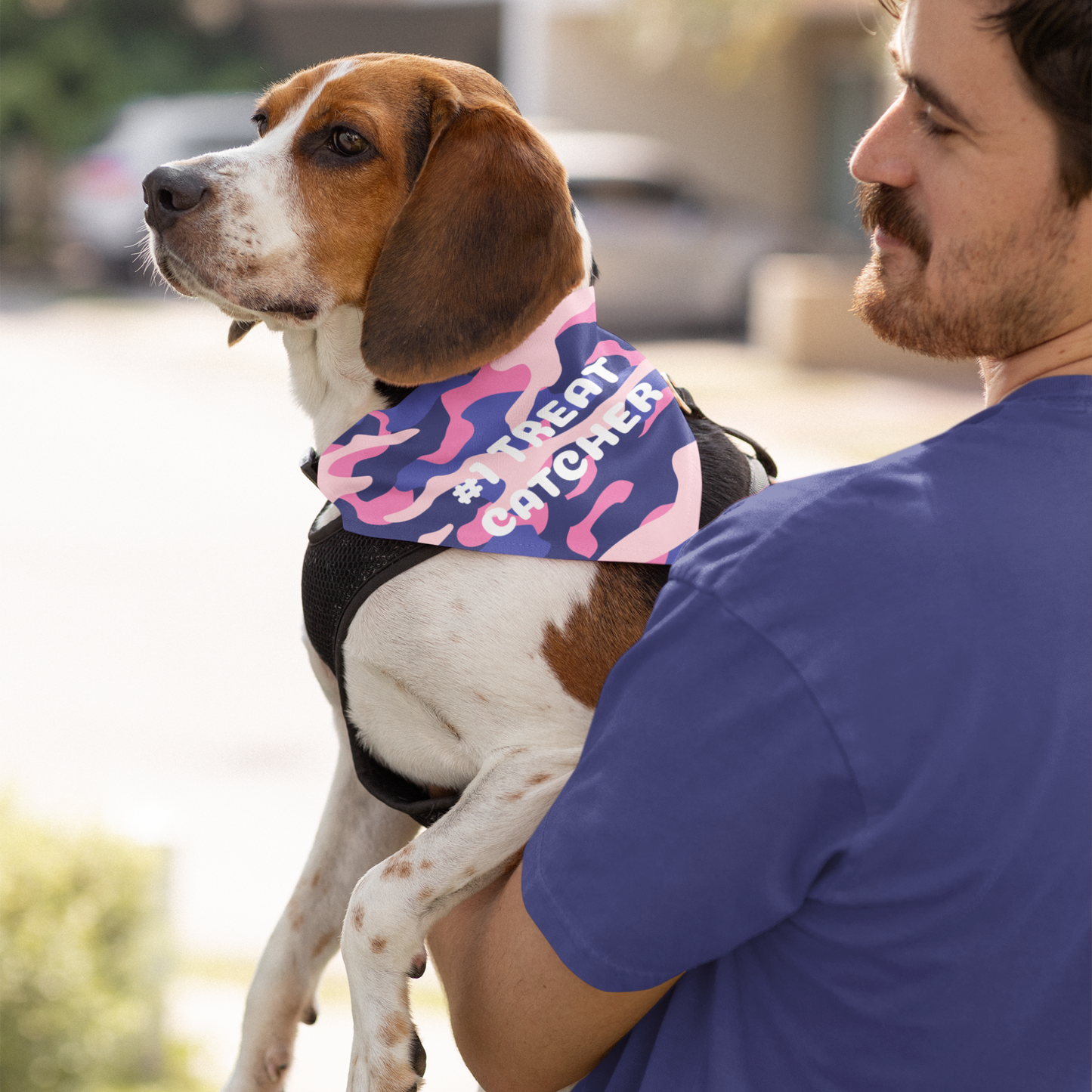 Personalized Clip-on Pet Bandana - Blue-Pink Camo