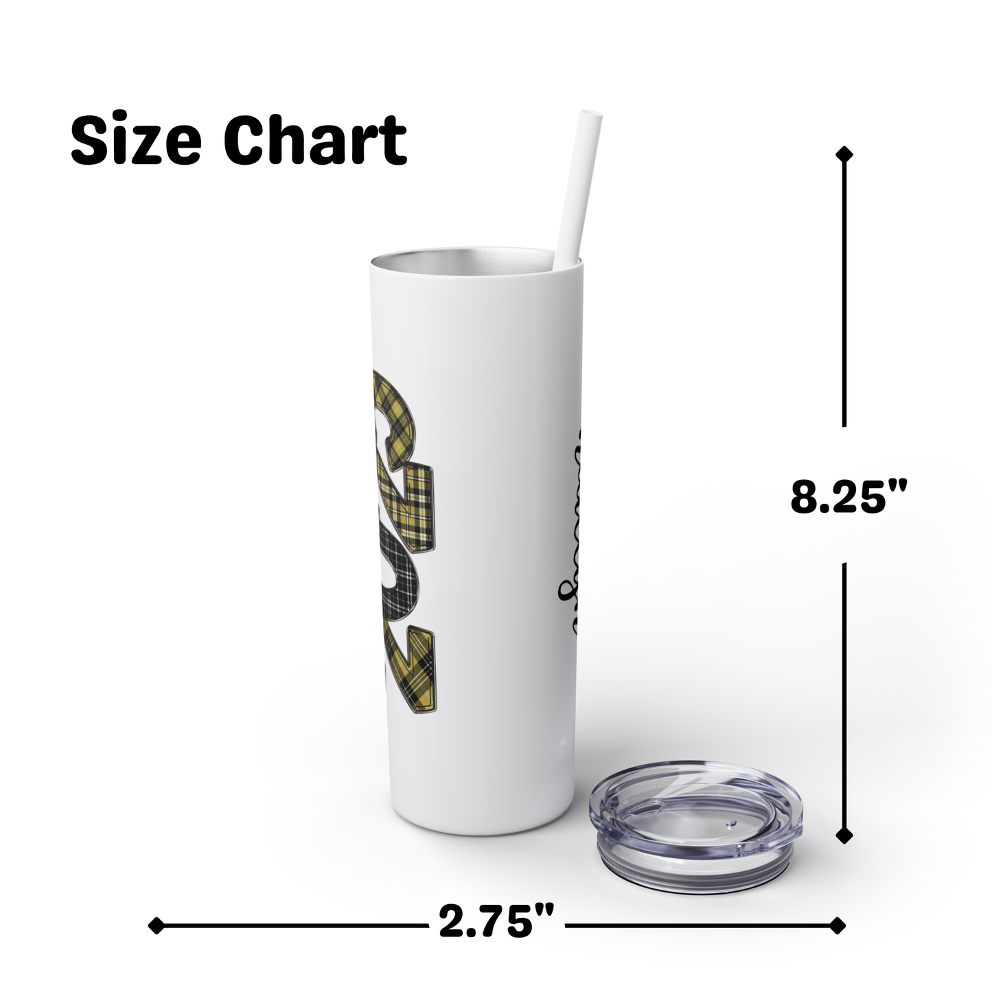 Skinny Tumbler with Straw - Black & Gold 2025