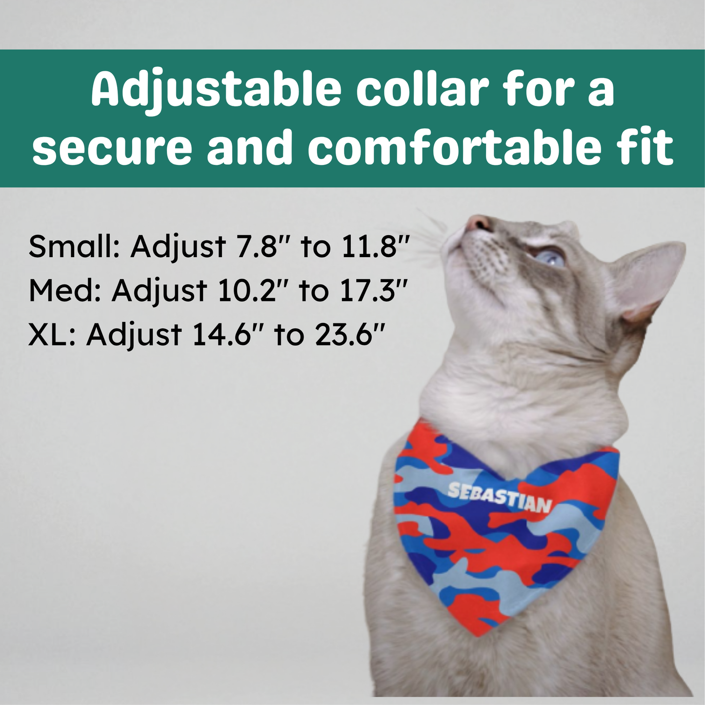 Personalized Clip-on Pet Bandana - Blue-Red Camo