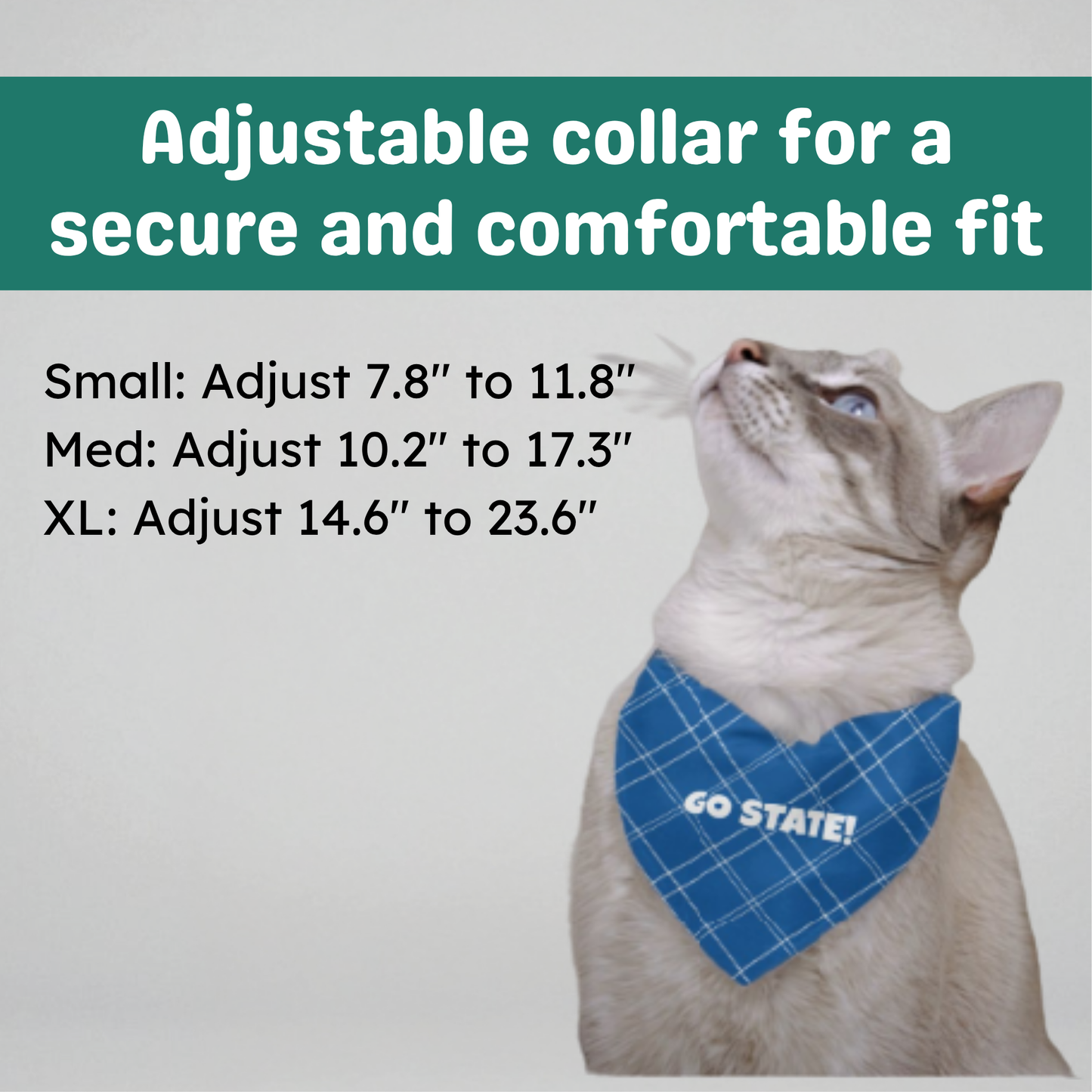 Personalized Clip-on Pet Bandana - Azure Blue Tartan