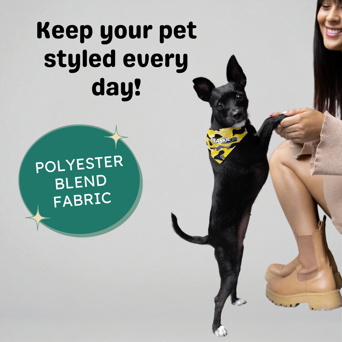 Personalized Clip-on Pet Bandana - Yellow Camo