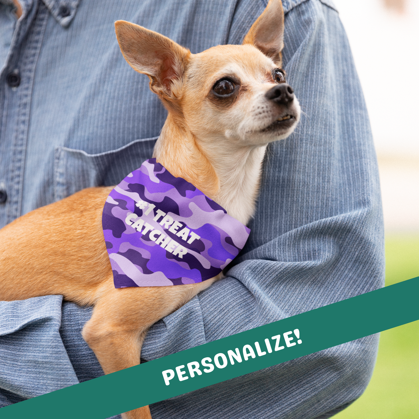 Personalized Clip-on Pet Bandana - Purple Camo
